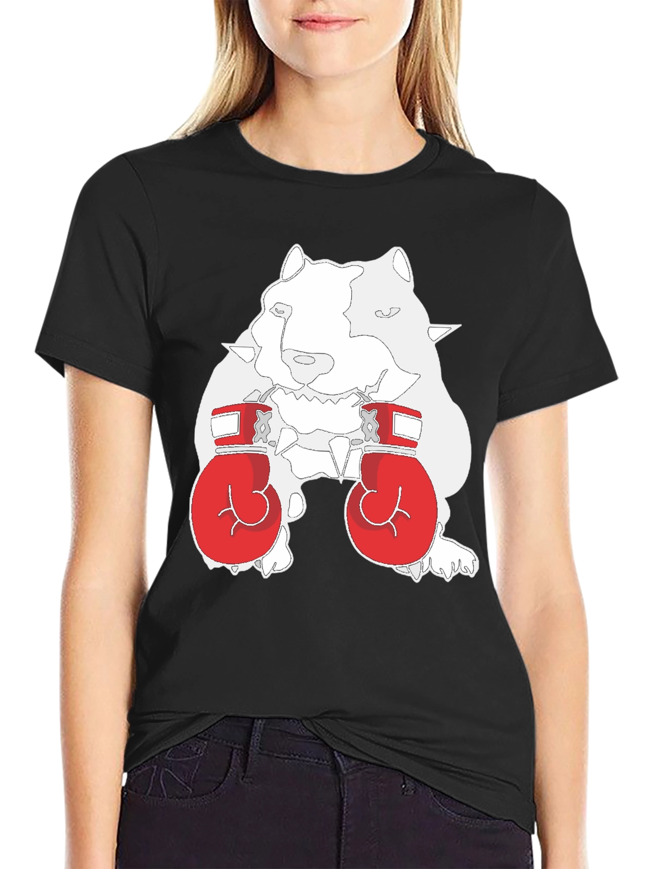 Dog Boxer Graphic Tee - Black Cotton T-Shirt