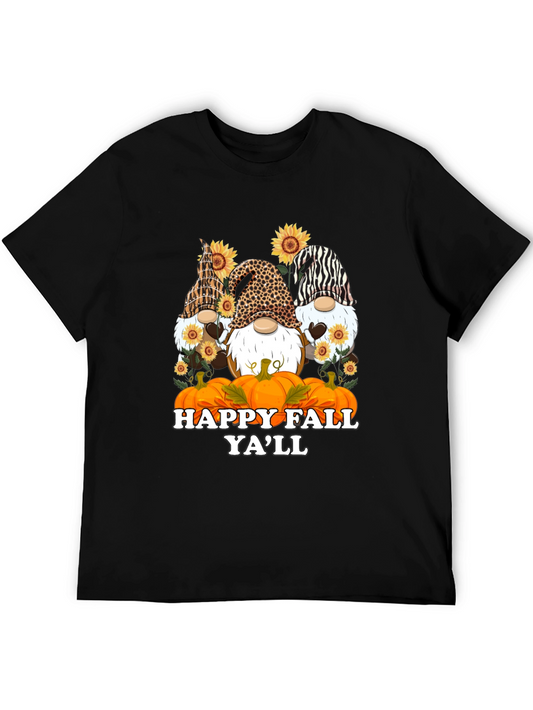 Happy Fall Yall Gnomes Black T-Shirt