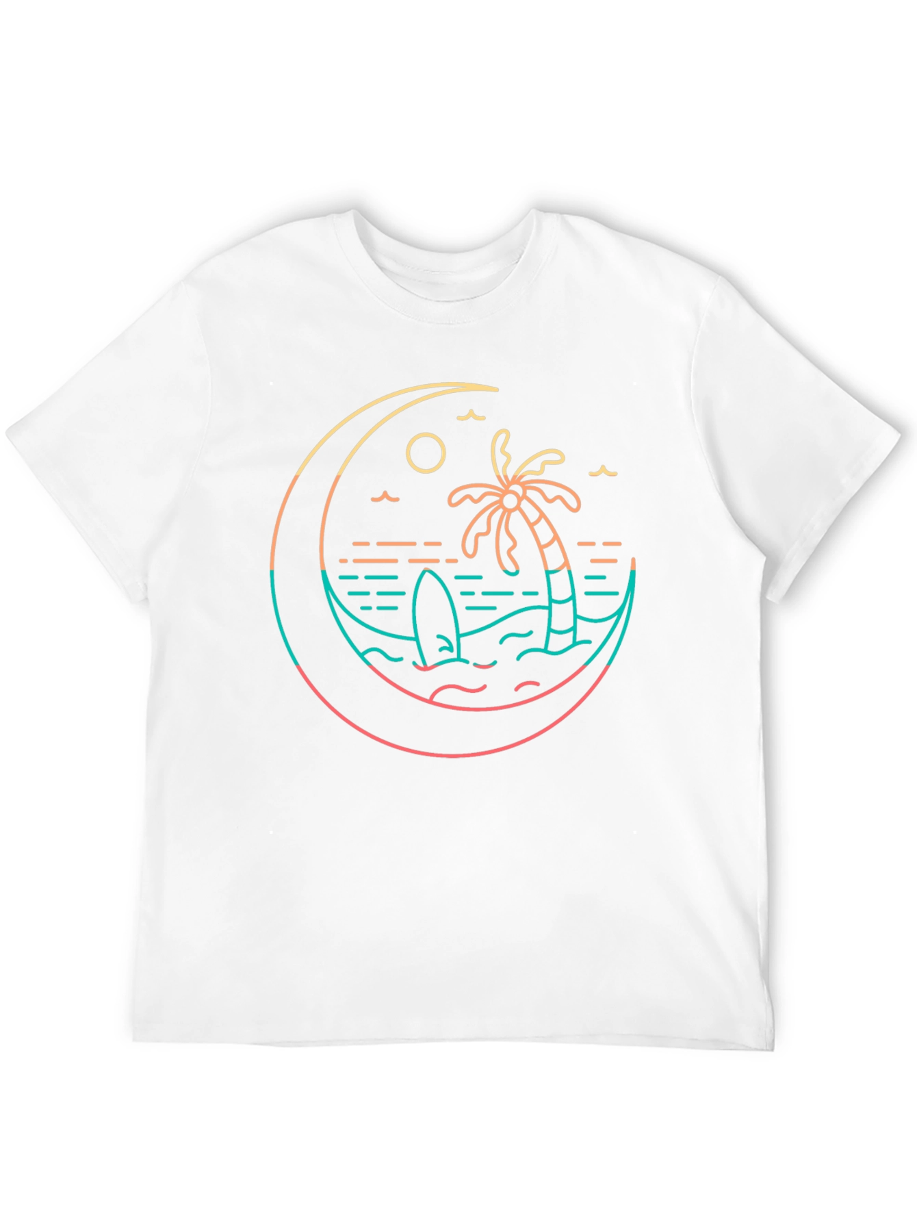Tropical Beach T-Shirt Palm Tree Surfboard Graphic Tee