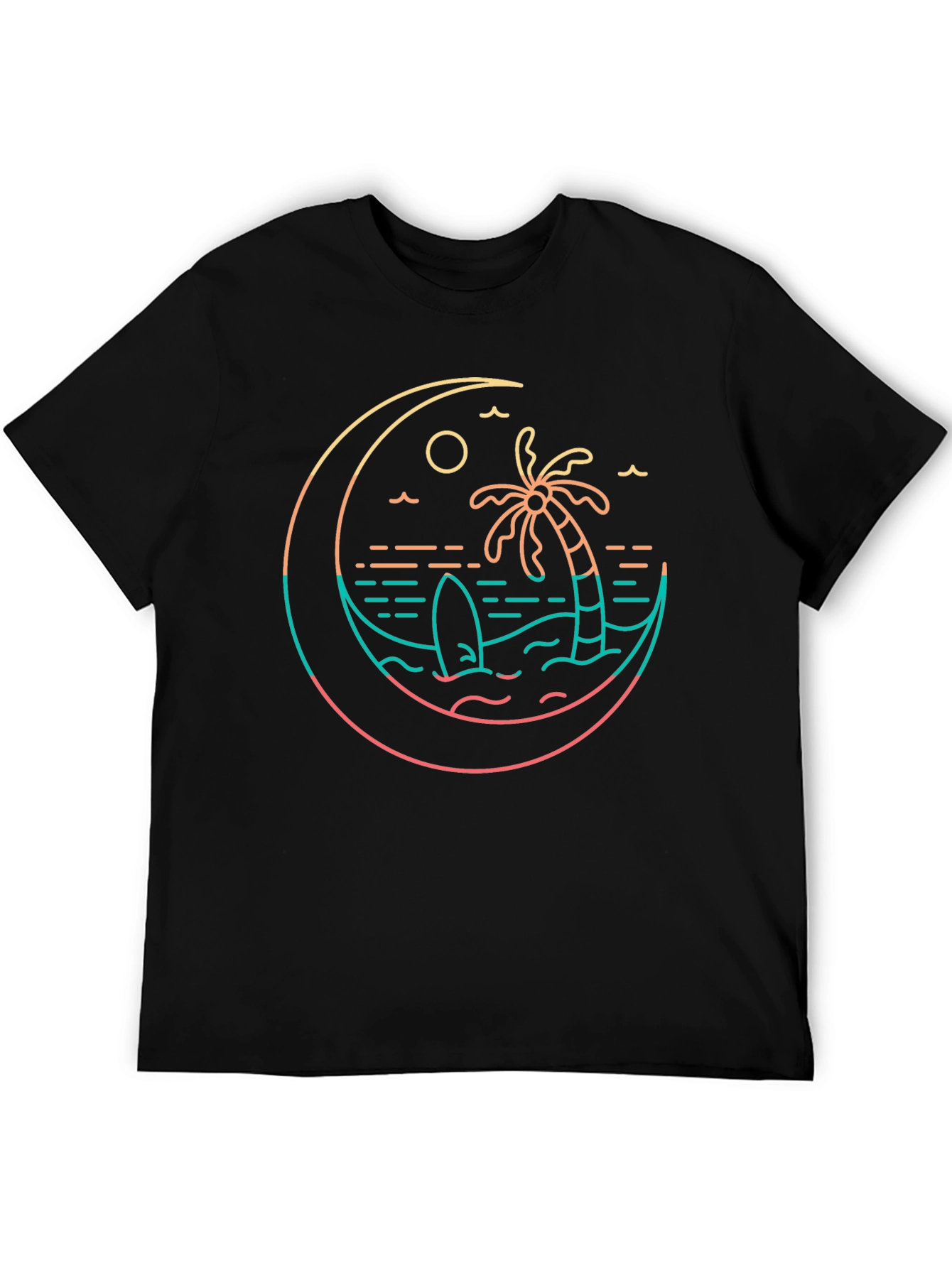 Tropical Beach T-Shirt Palm Tree Surfboard Graphic Tee