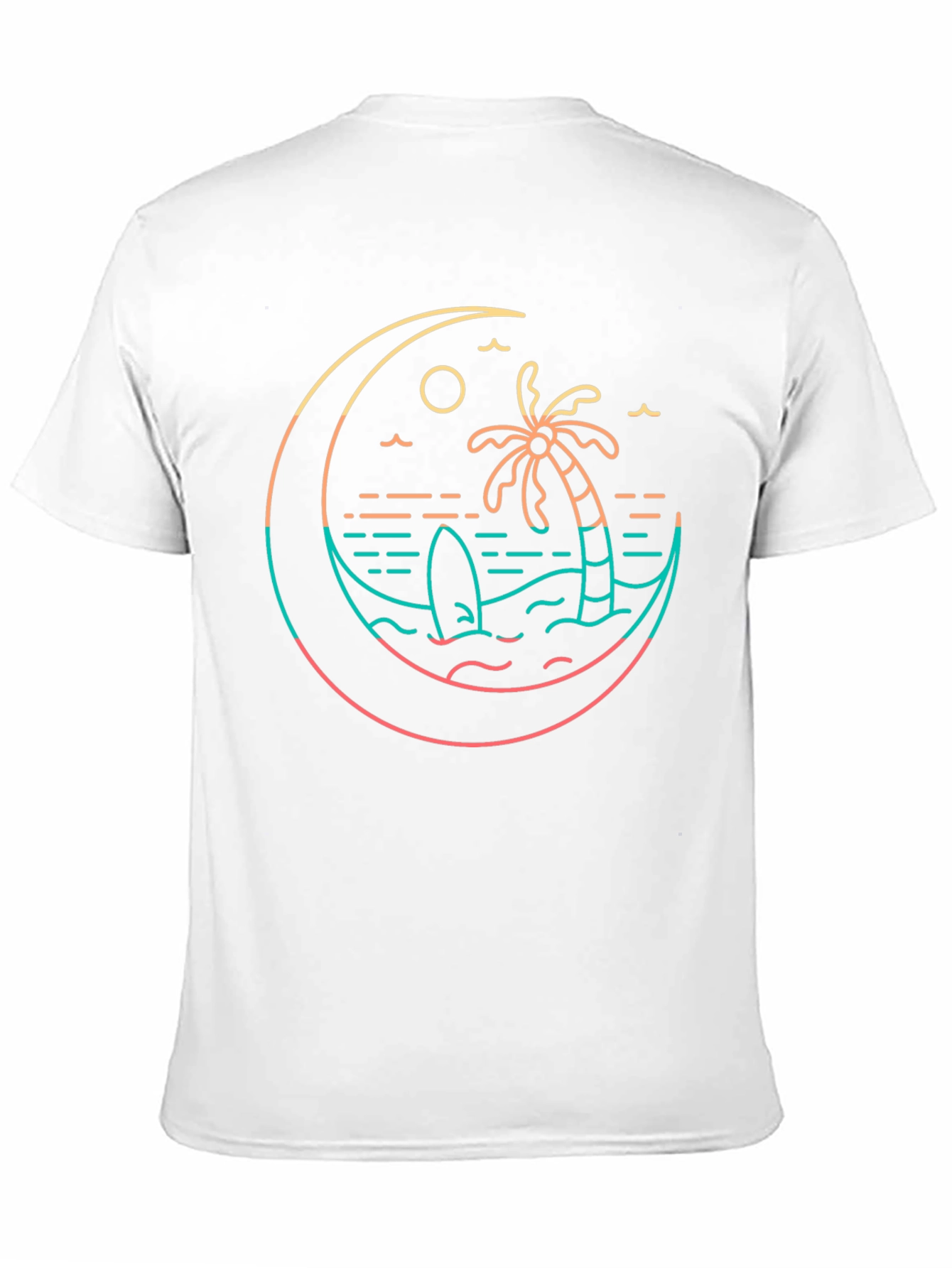 Tropical Beach T-Shirt Palm Tree Surfboard Graphic Tee