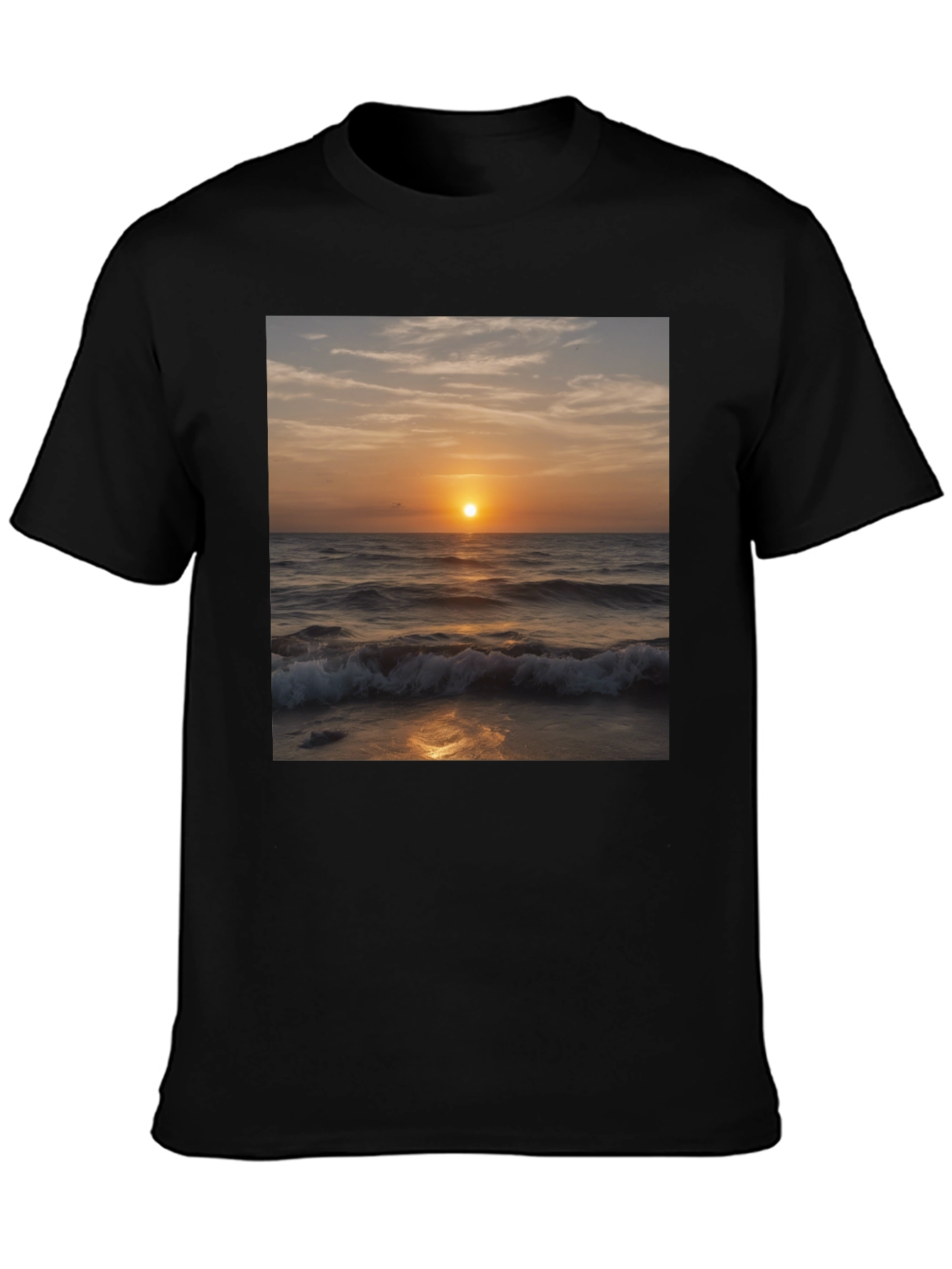 Sunset Waves Black T-Shirt