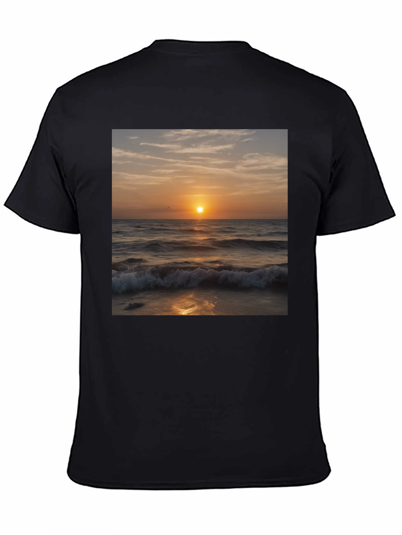 Sunset Waves Black T-Shirt