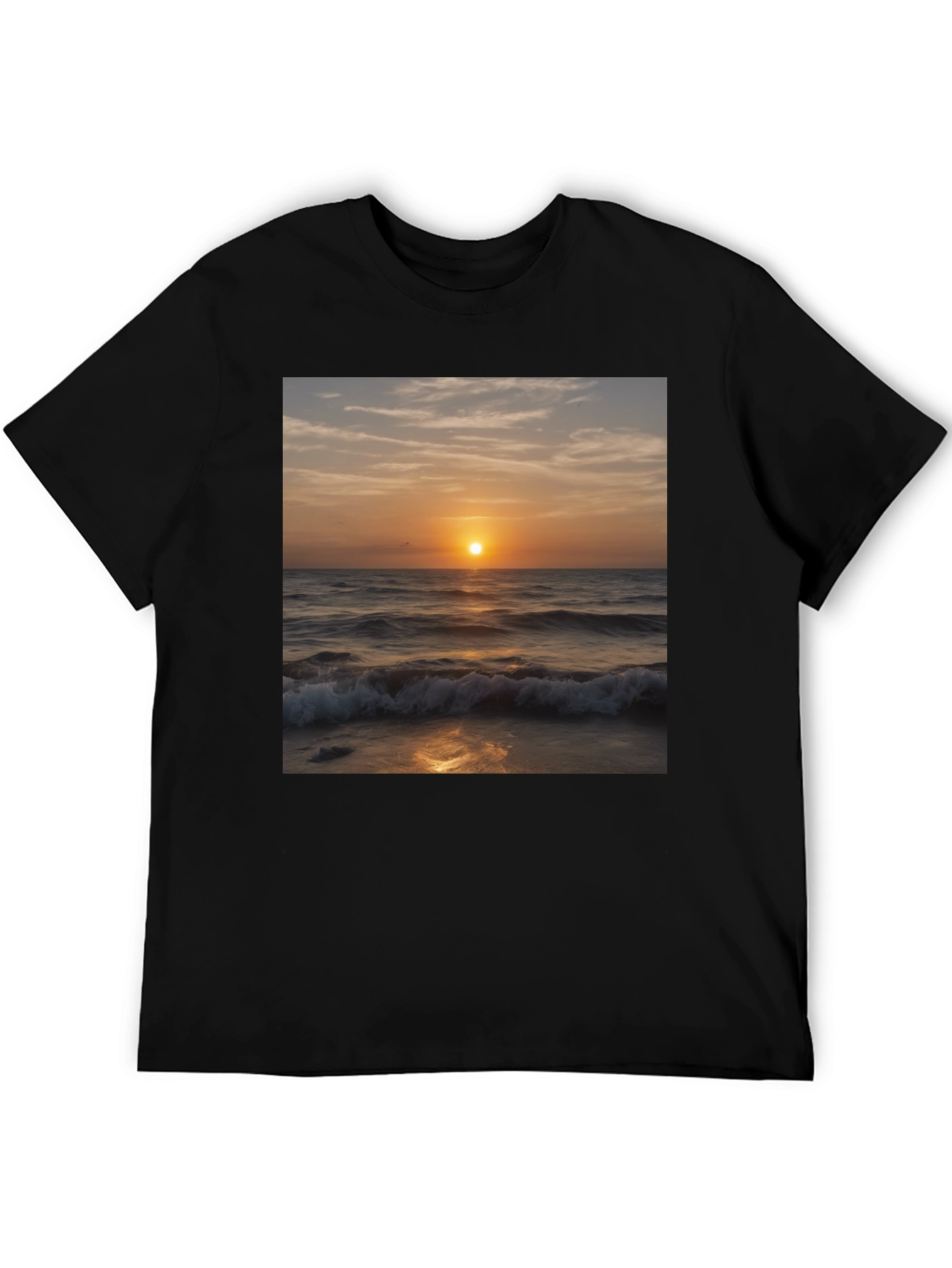 Sunset Waves Black T-Shirt