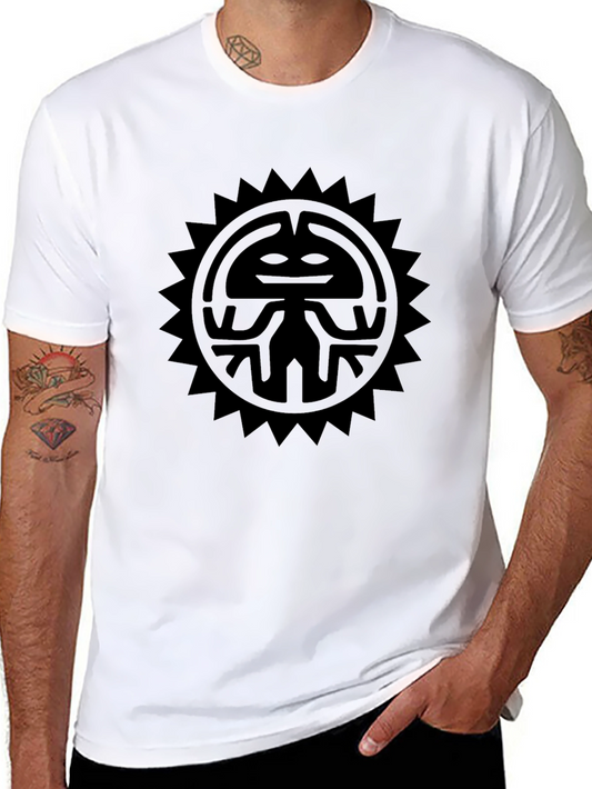 Black Graphic Tee - Tribal Sun Design
