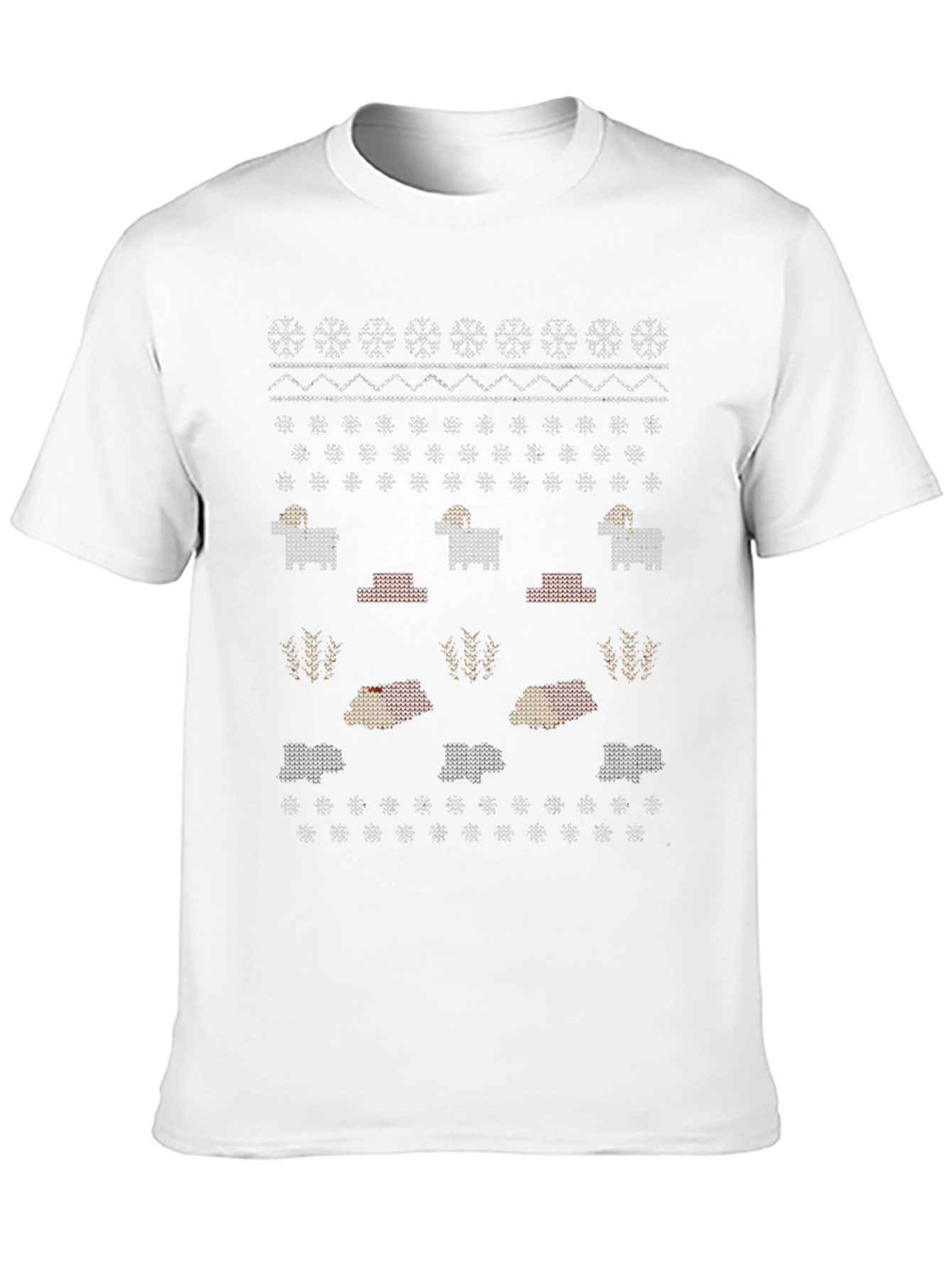 Novelty Knitted Sheep Pattern Black T-Shirt