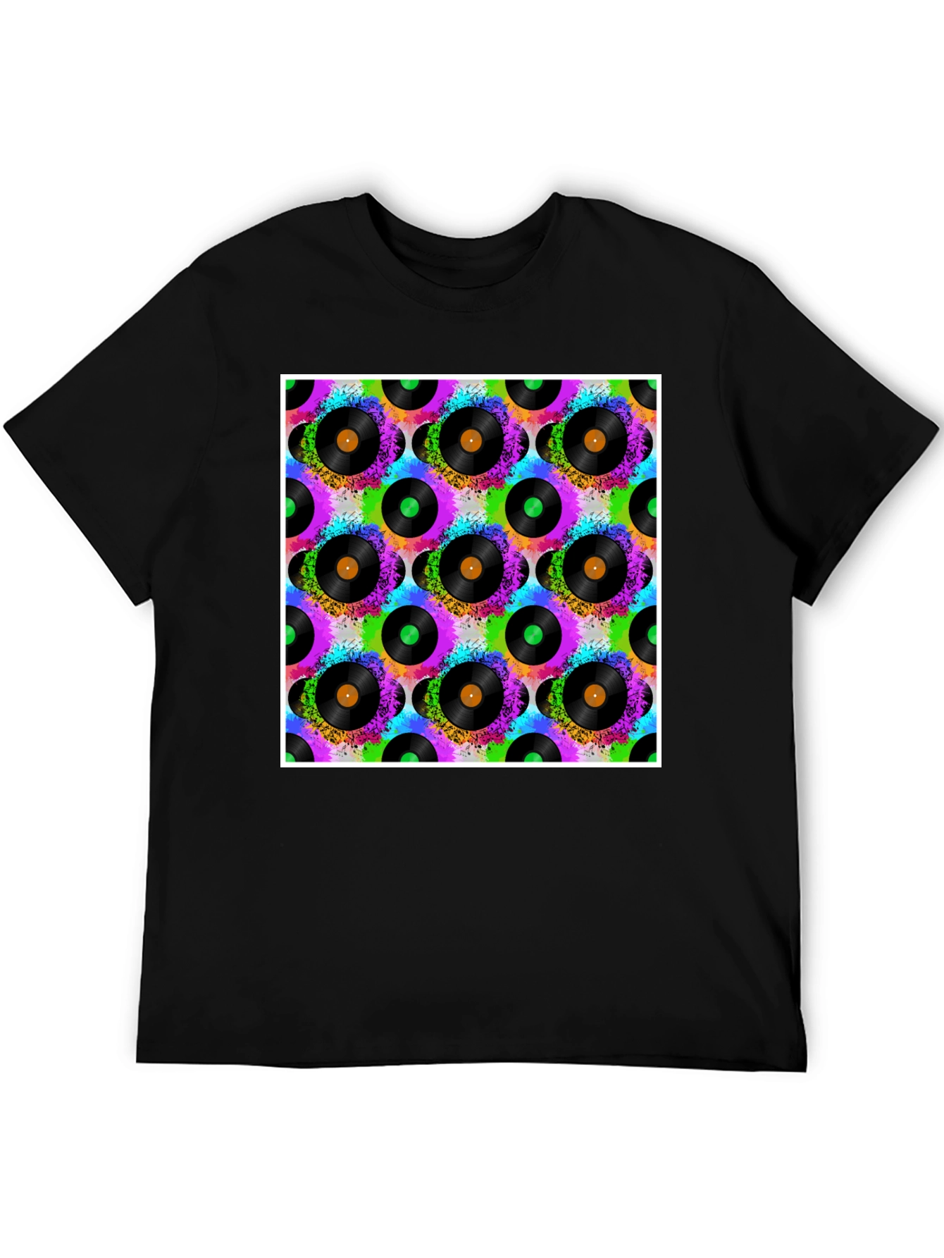Vinyl Record Pattern T-Shirt