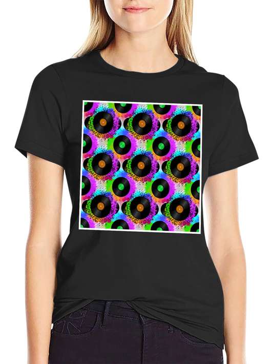Vinyl Record Pattern T-Shirt