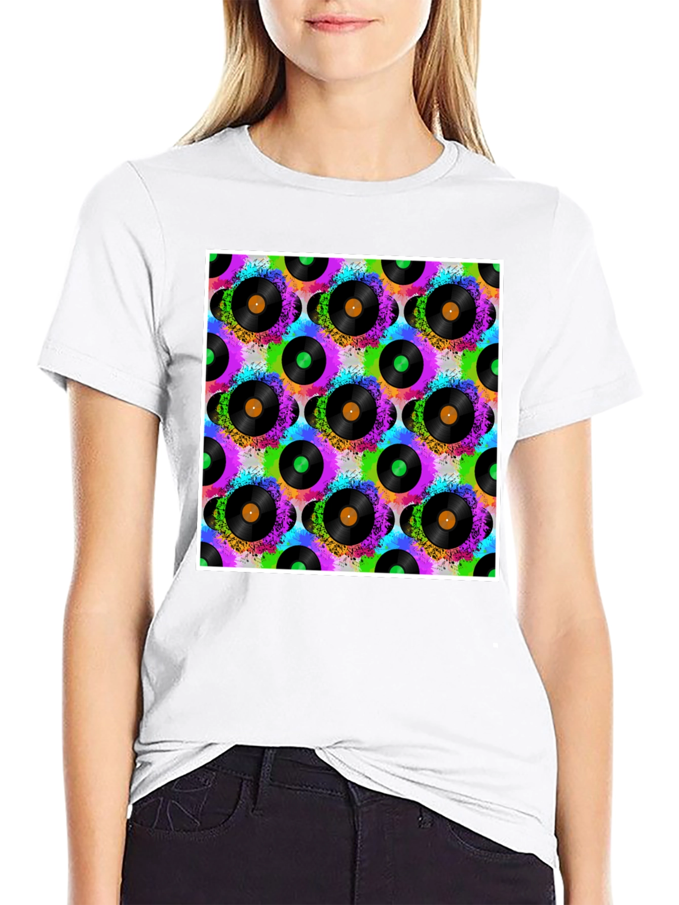 Vinyl Record Pattern T-Shirt