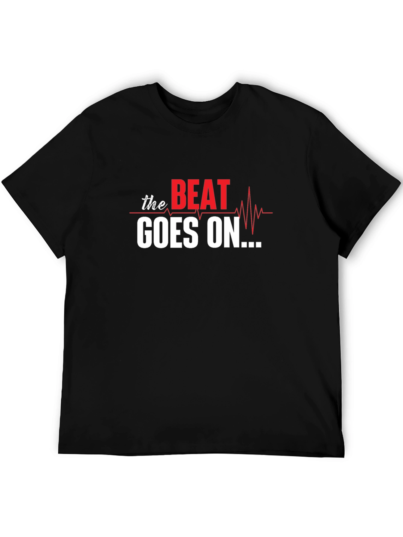 The Beat Goes On Heartbeat Graphic Tee - Black