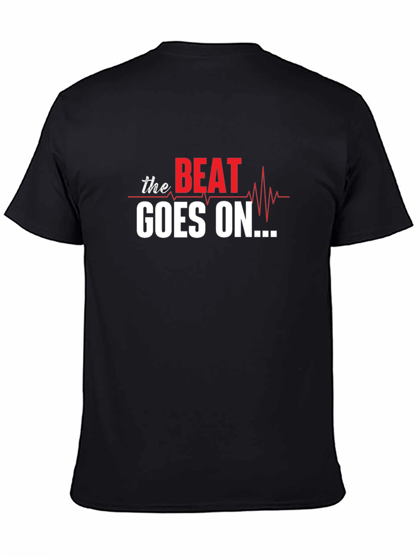 The Beat Goes On Heartbeat Graphic Tee - Black