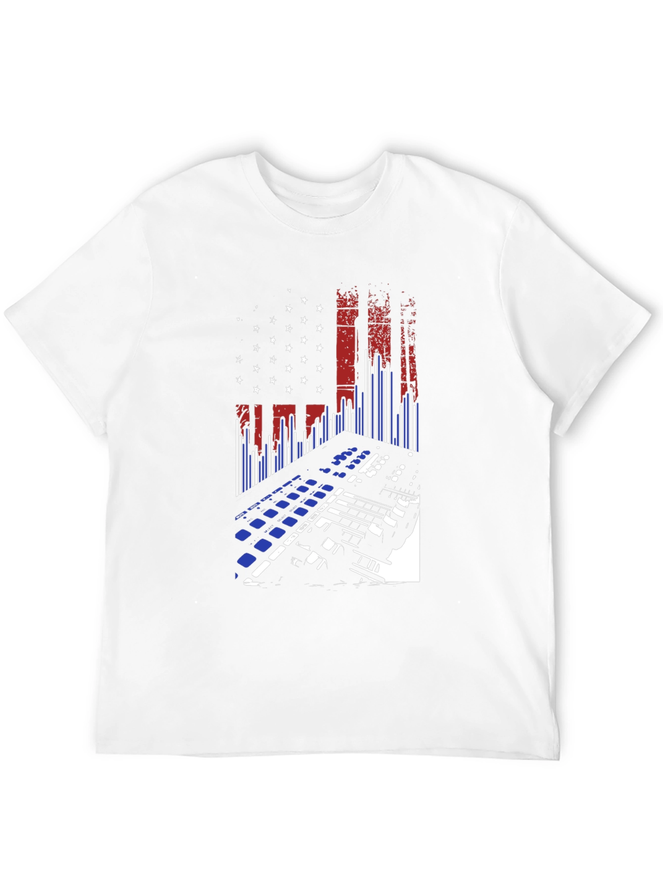 American Flag DJ Keyboard Black T-Shirt