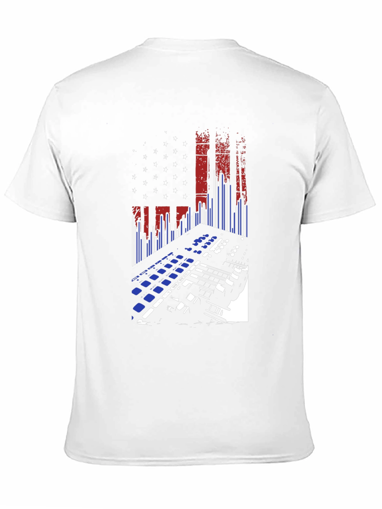 American Flag DJ Keyboard Black T-Shirt