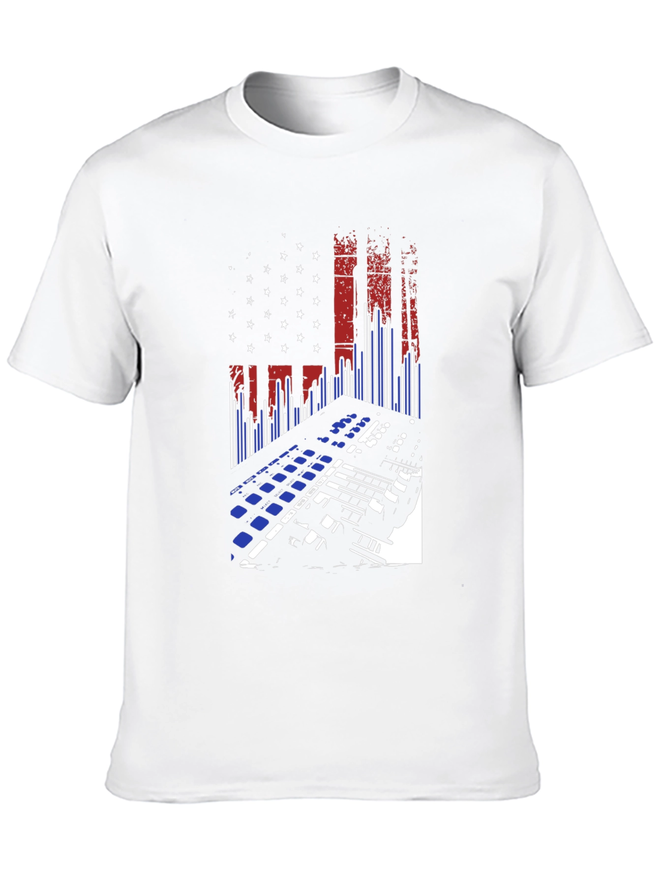 American Flag DJ Keyboard Black T-Shirt