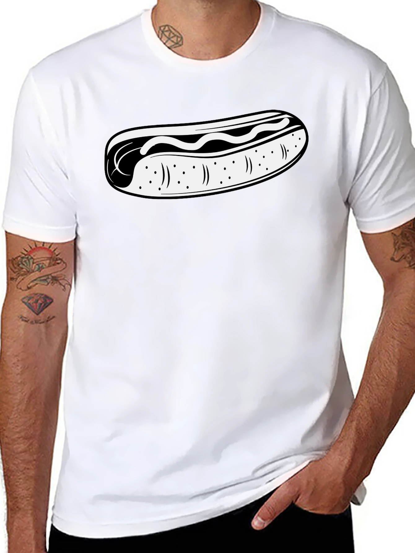 Hot Dog Graphic Black T-Shirt
