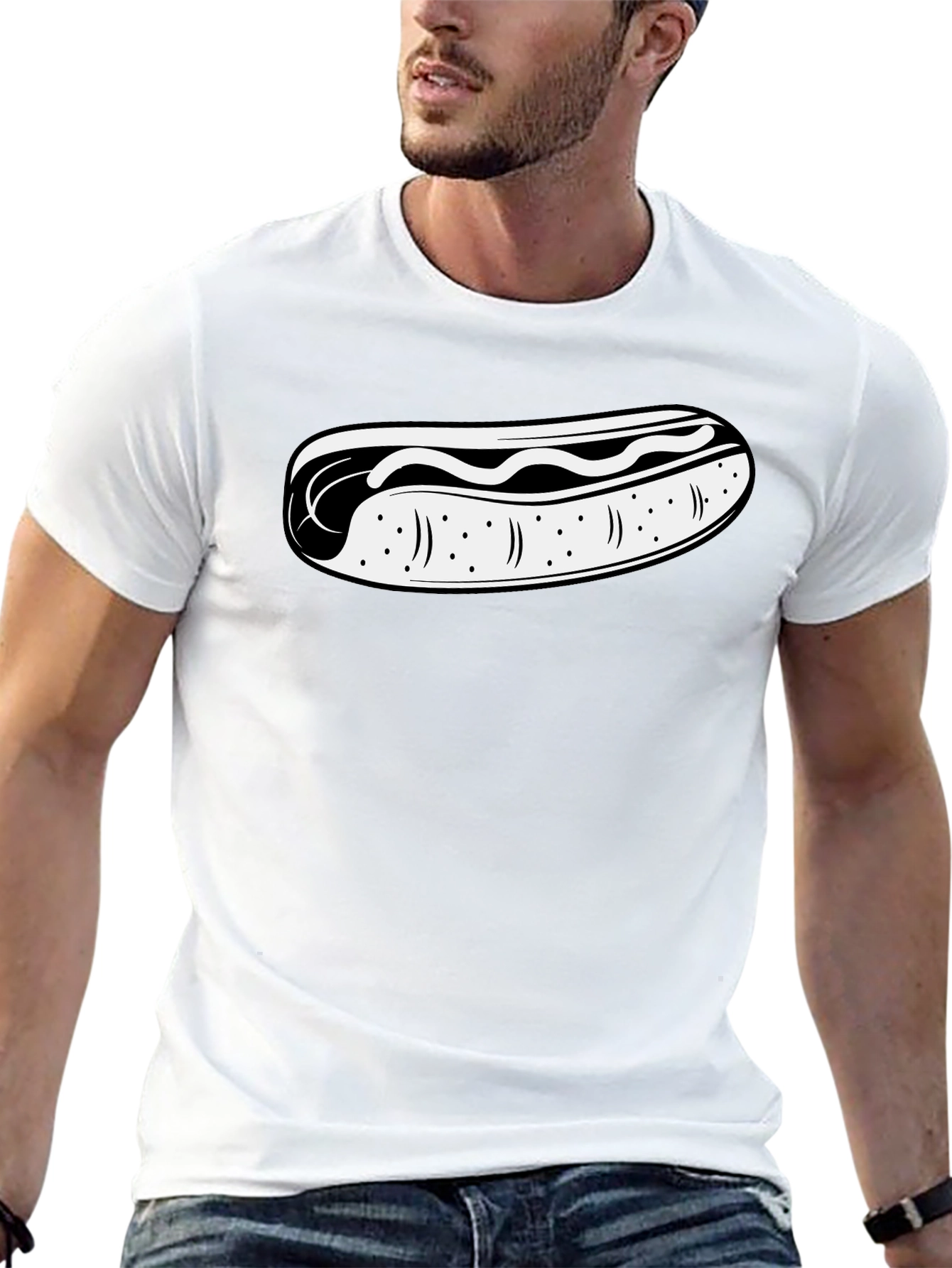 Hot Dog Graphic Black T-Shirt