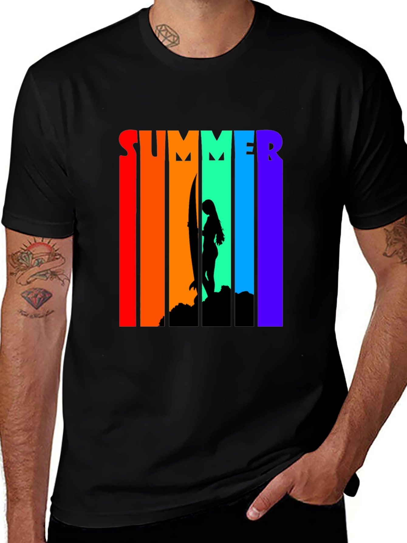 Summer Surfer Graphic Tee - Black