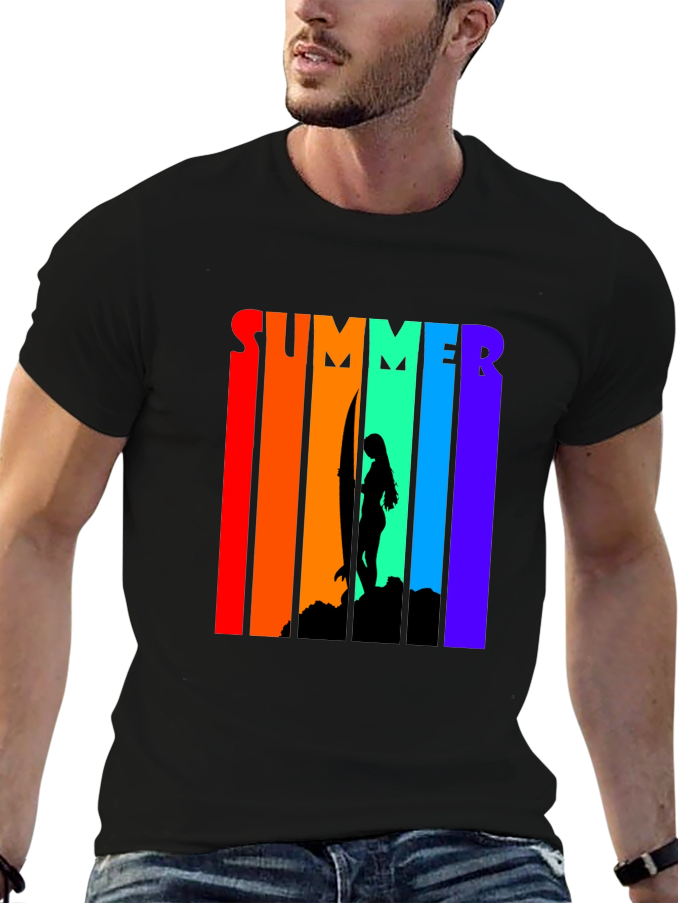 Summer Surfer Graphic Tee - Black