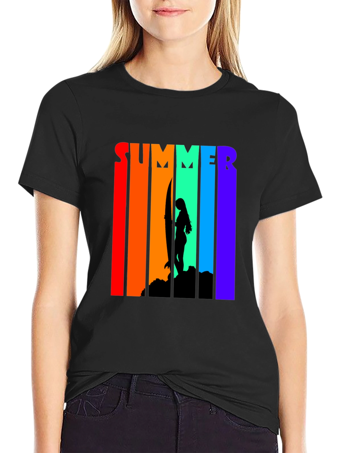 Summer Surfer Graphic Tee - Black