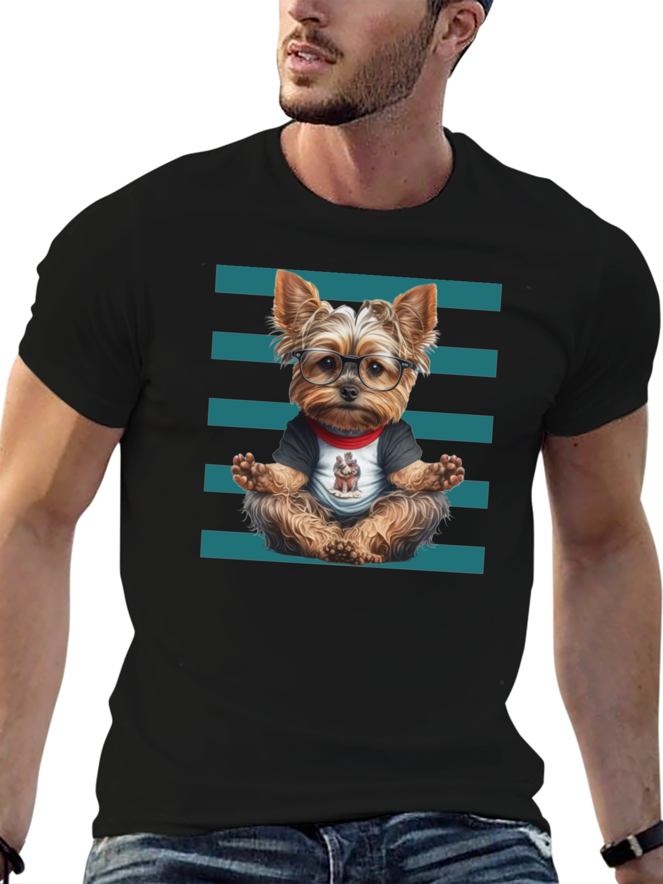 Yoga Dog T-Shirt - Meditating Yorkie Tee