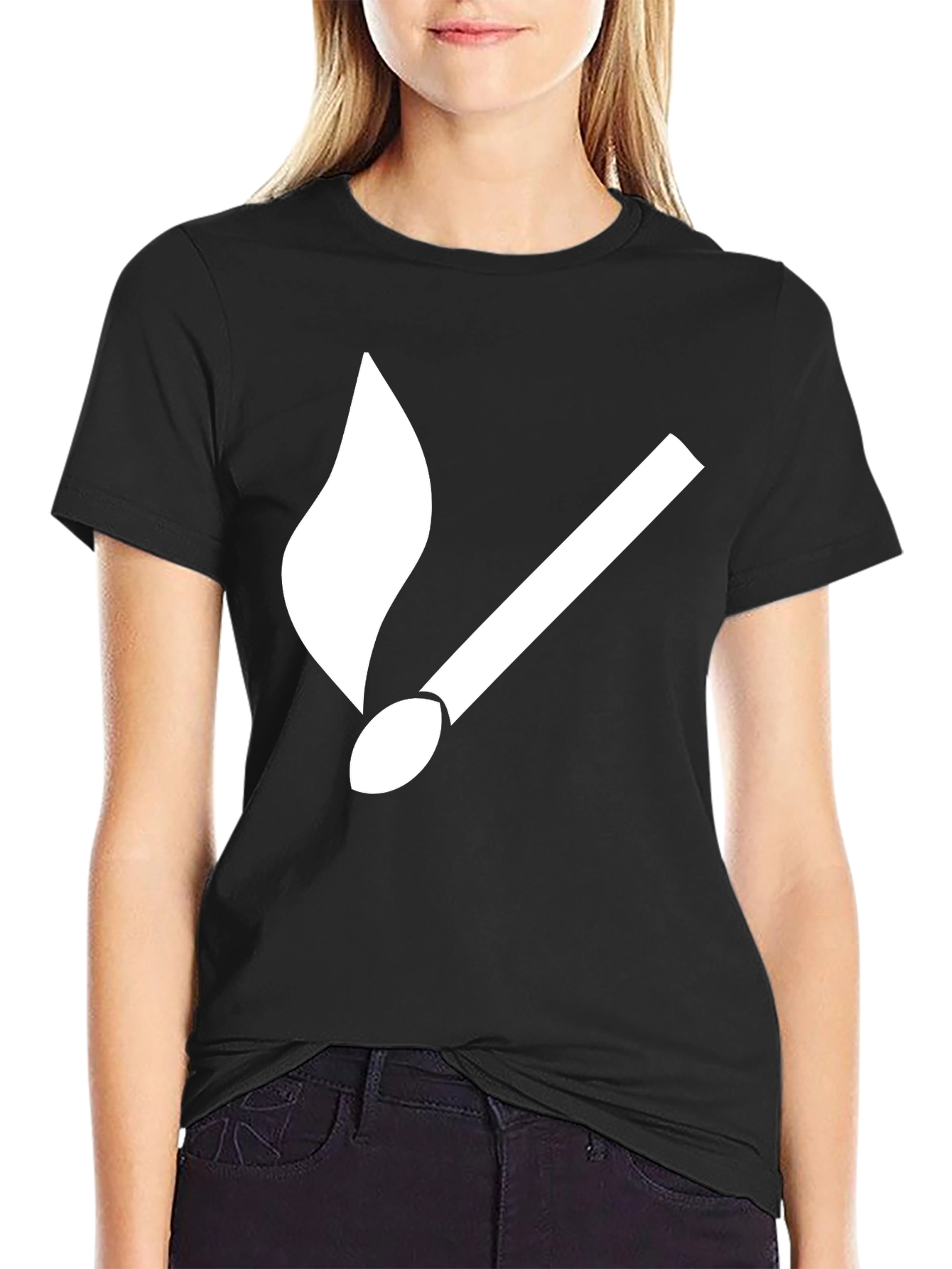 Match Flame Graphic Tee - Soft Cotton Black T-Shirt