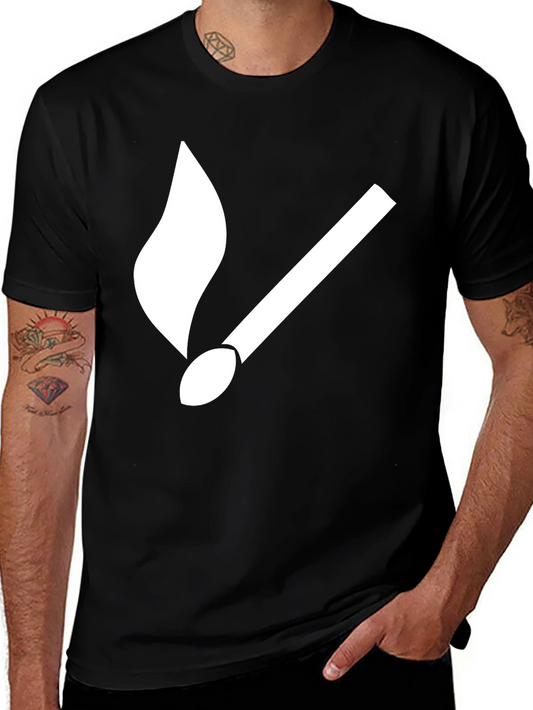 Match Flame Graphic Tee - Soft Cotton Black T-Shirt