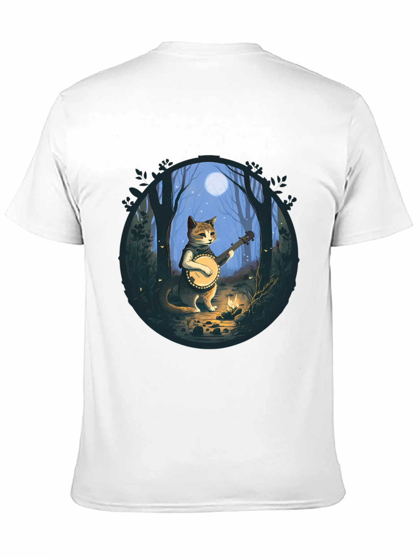 Banjo Cat T-Shirt - Forest Moonlight Design