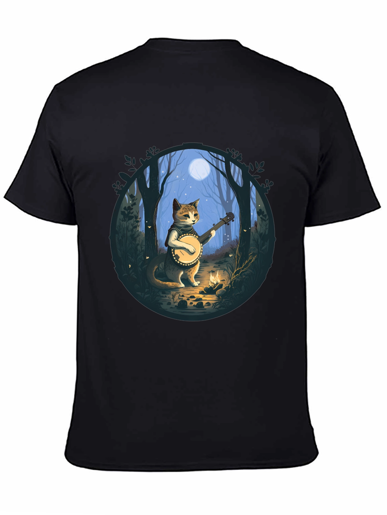 Banjo Cat T-Shirt - Forest Moonlight Design