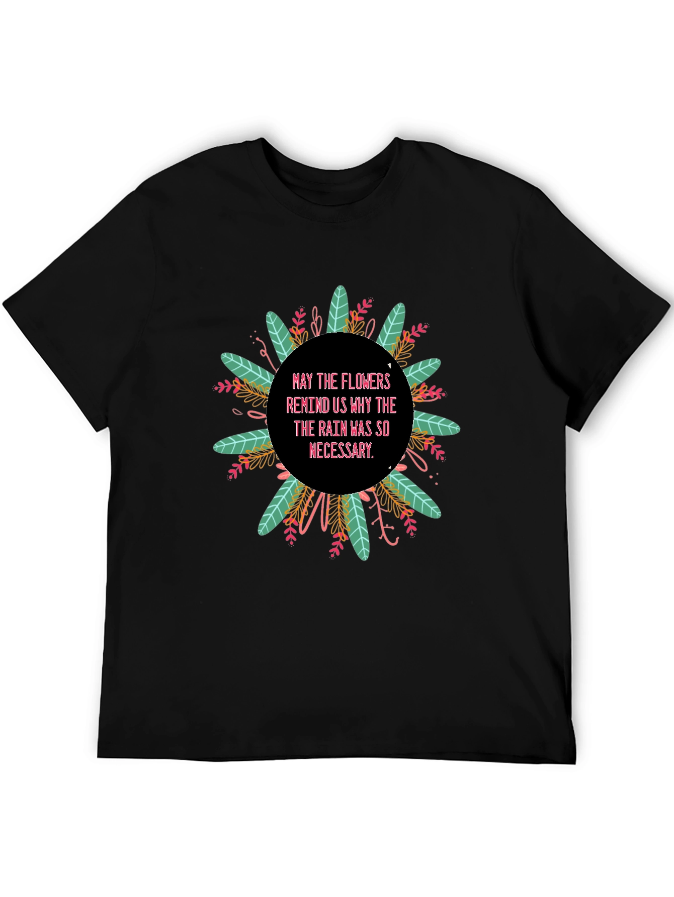 Floral Rain Reminder Black T-Shirt