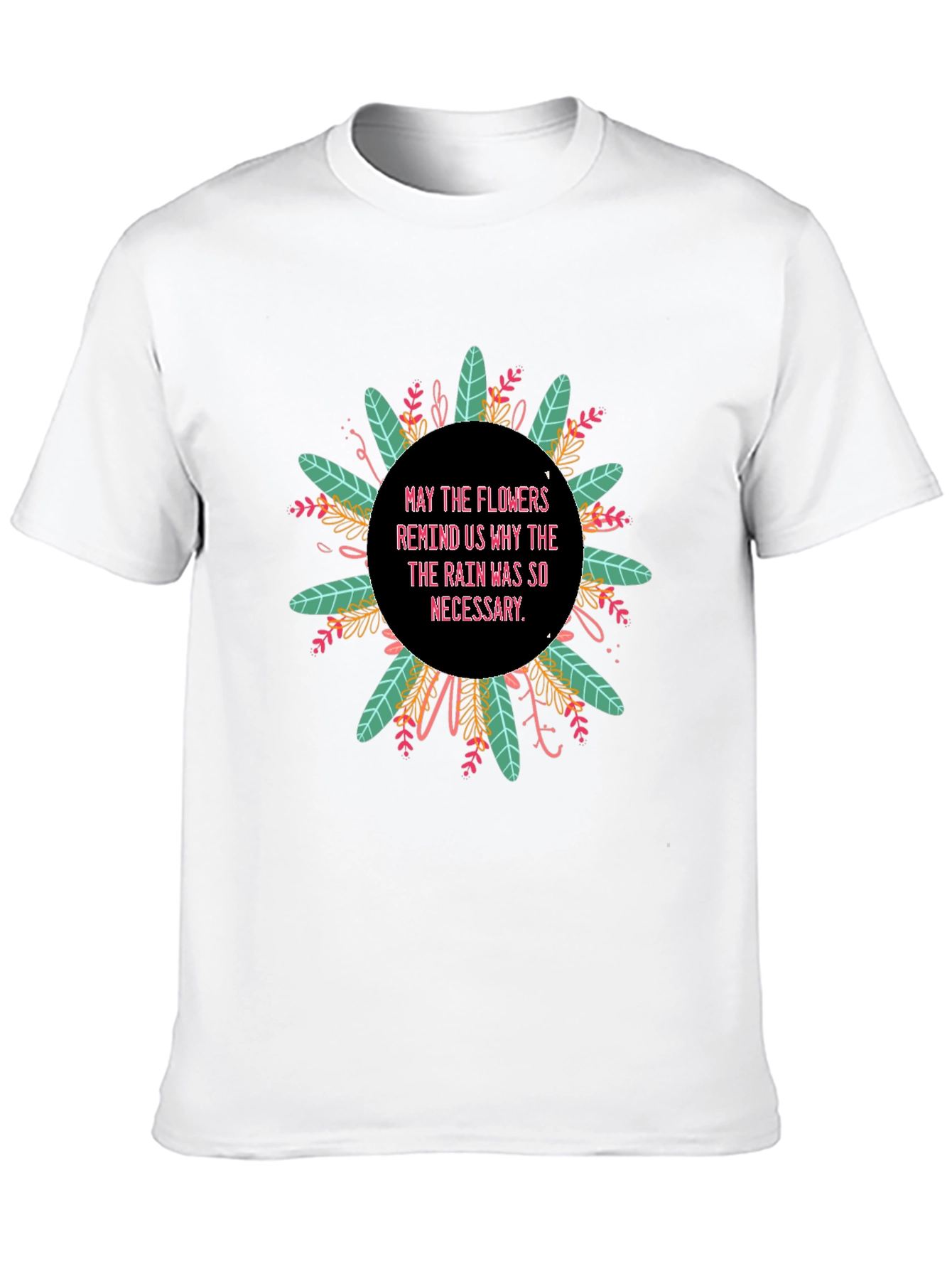 Floral Rain Reminder Black T-Shirt