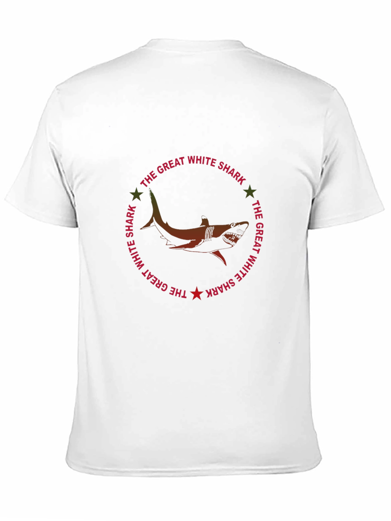 Great White Shark Graphic Print Black T-Shirt