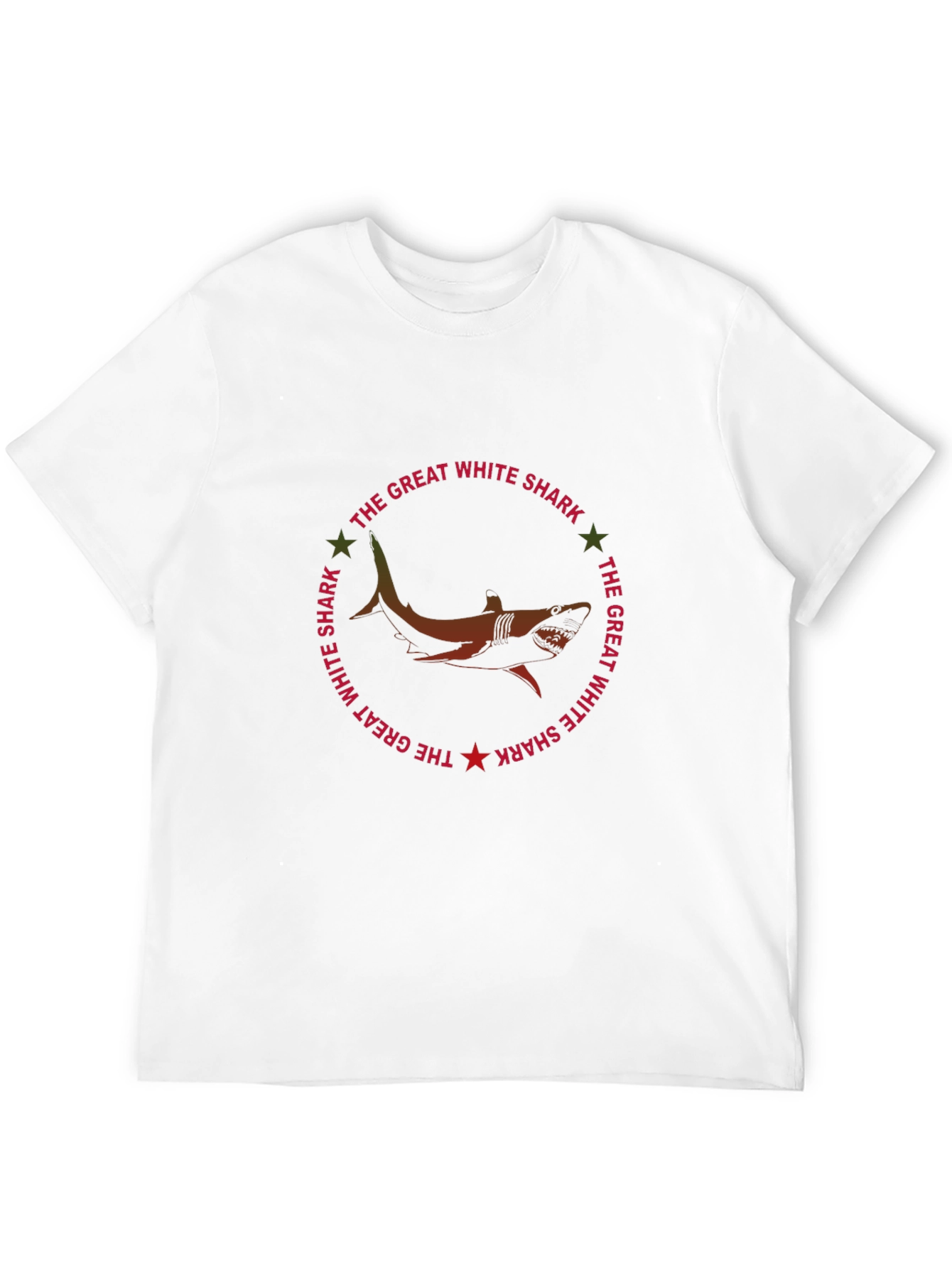 Great White Shark Graphic Print Black T-Shirt