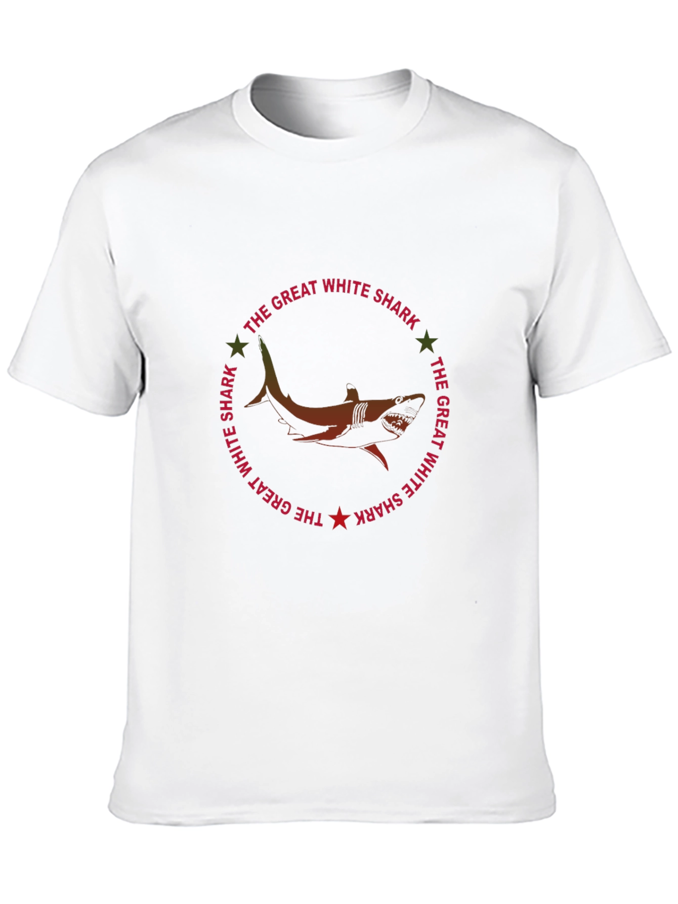Great White Shark Graphic Print Black T-Shirt