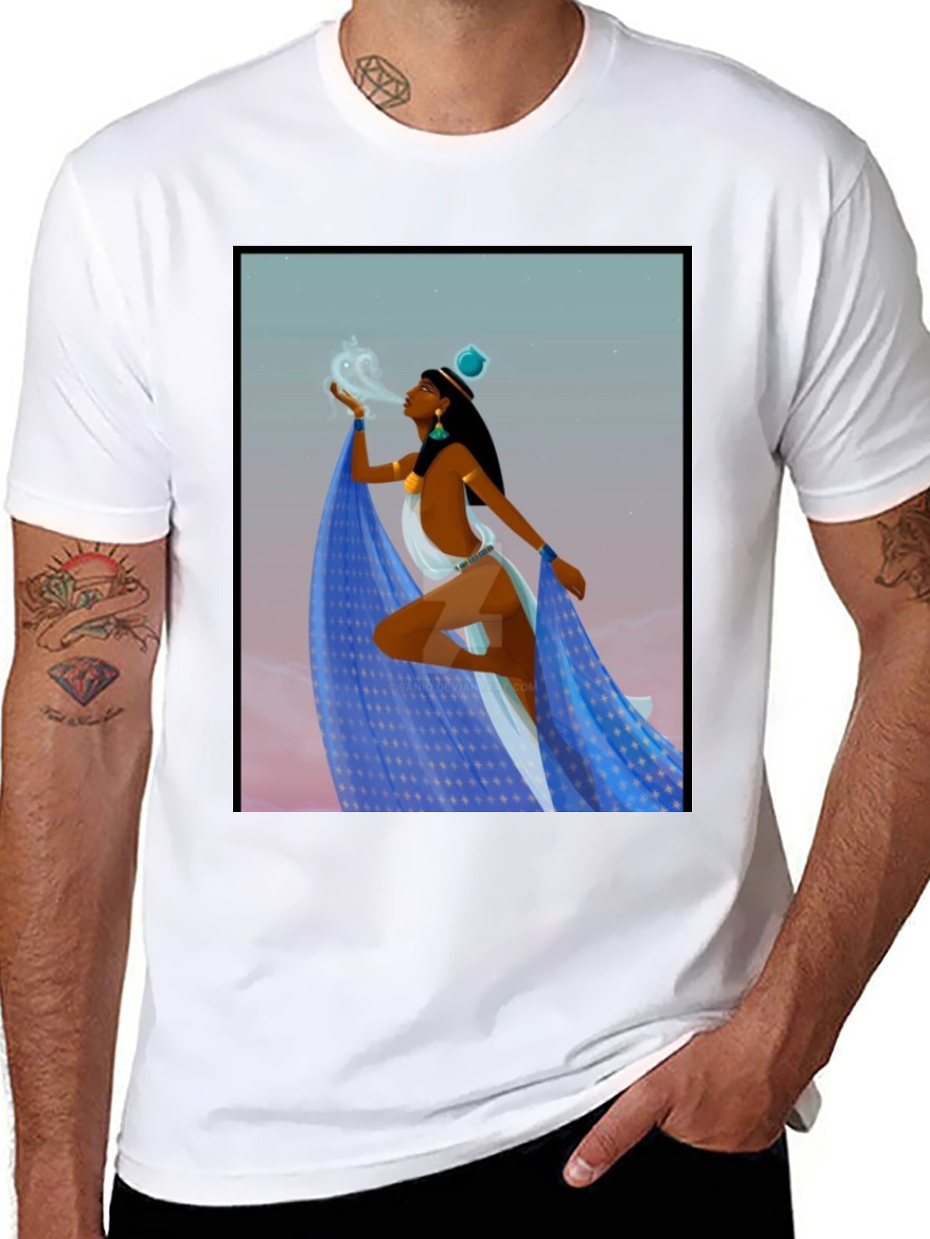 Egyptian Woman Design Black T-Shirt