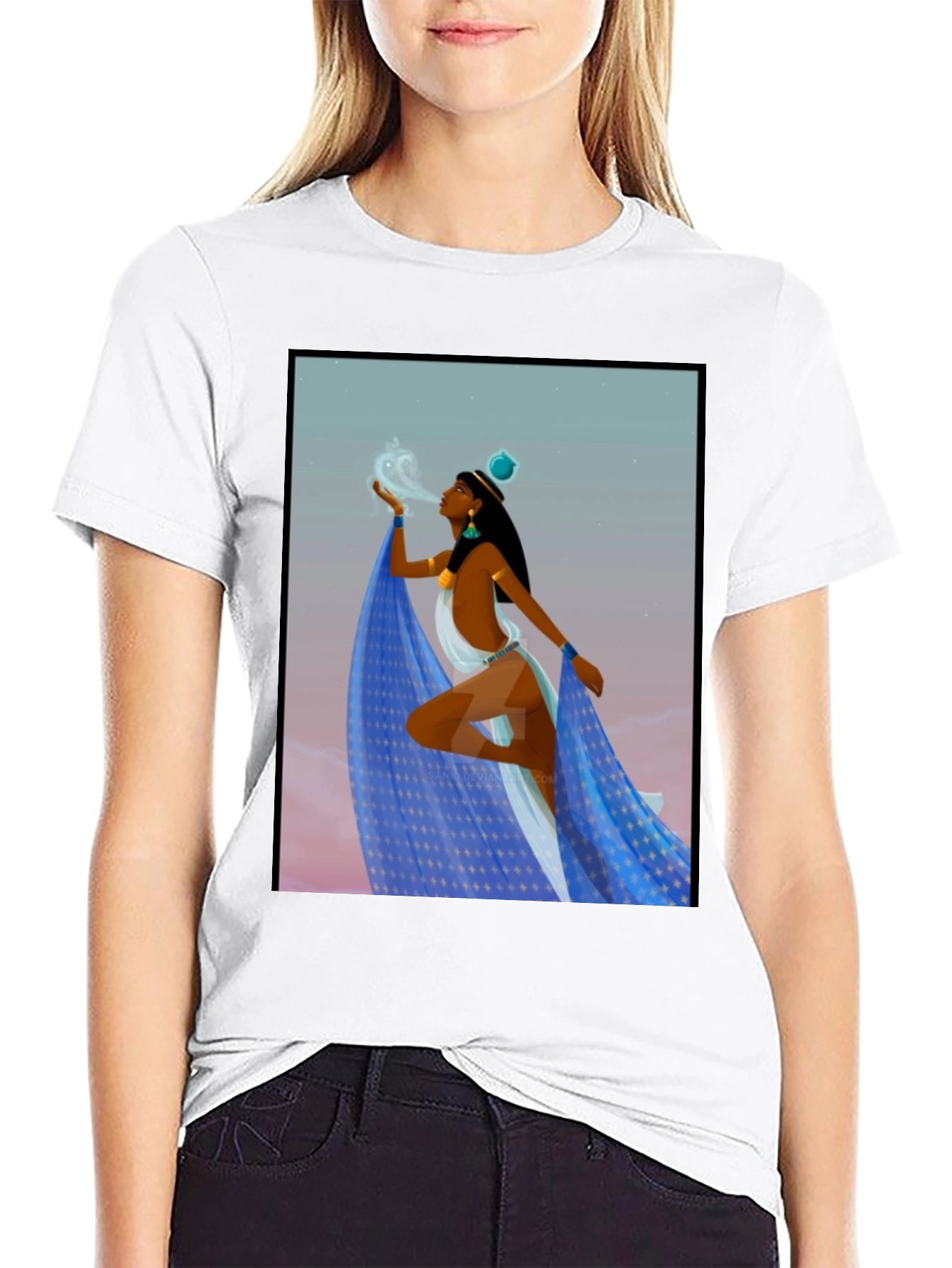 Egyptian Woman Design Black T-Shirt
