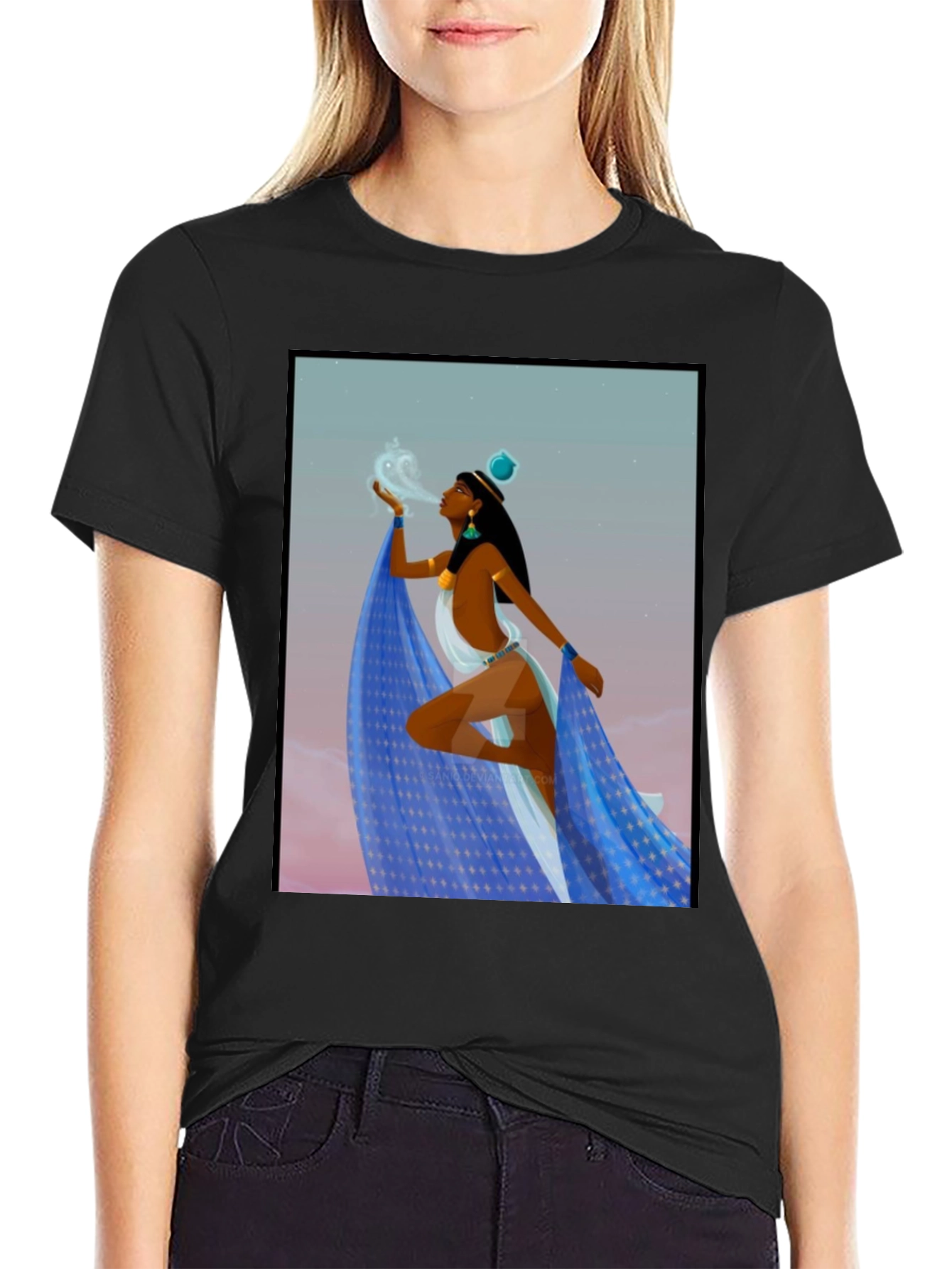Egyptian Woman Design Black T-Shirt