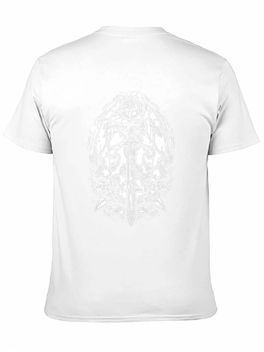 Rose & Sword Graphic Tee - Black Cotton