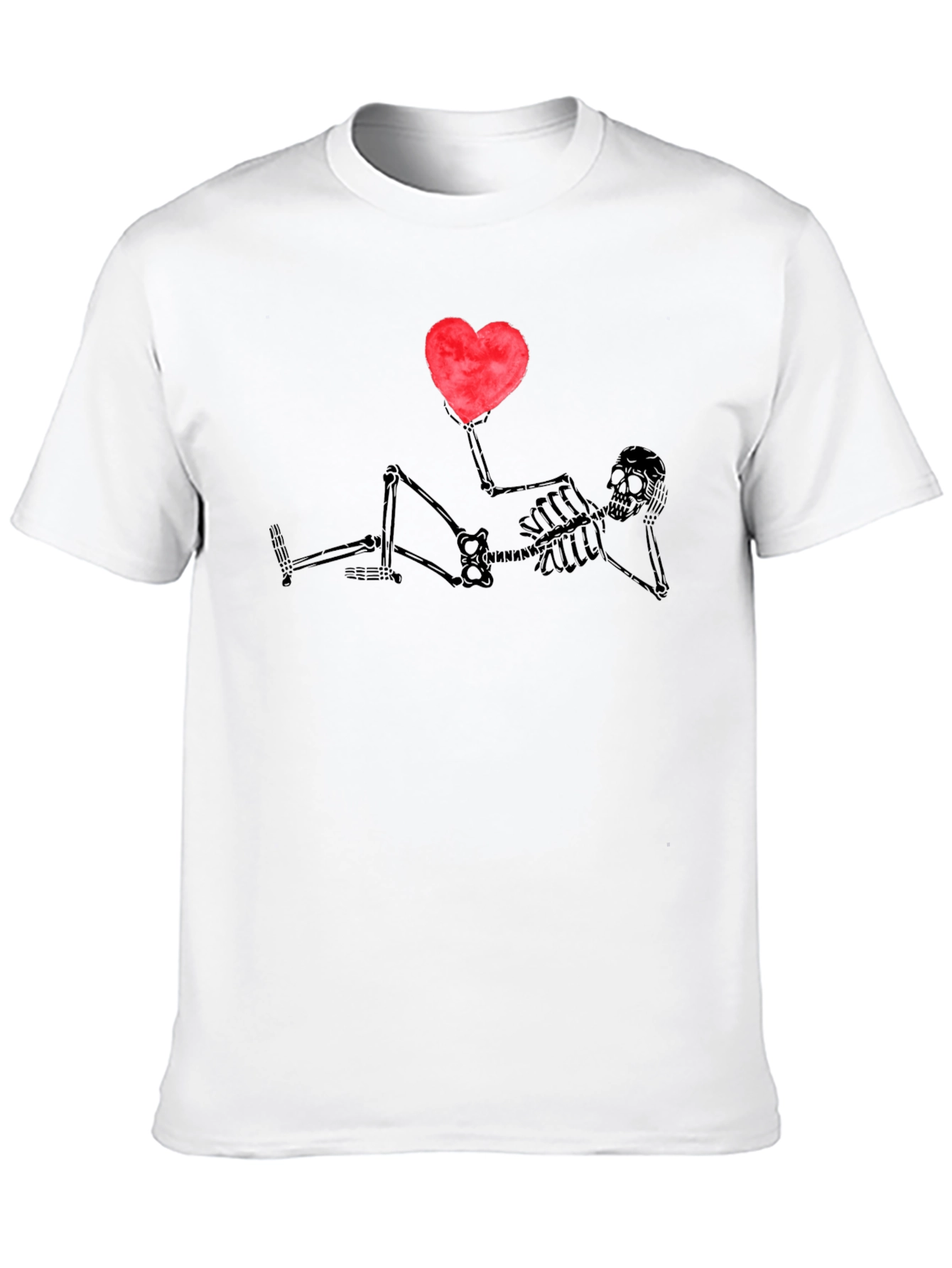 Skeleton Heart Graphic T-Shirt - Casual Wear