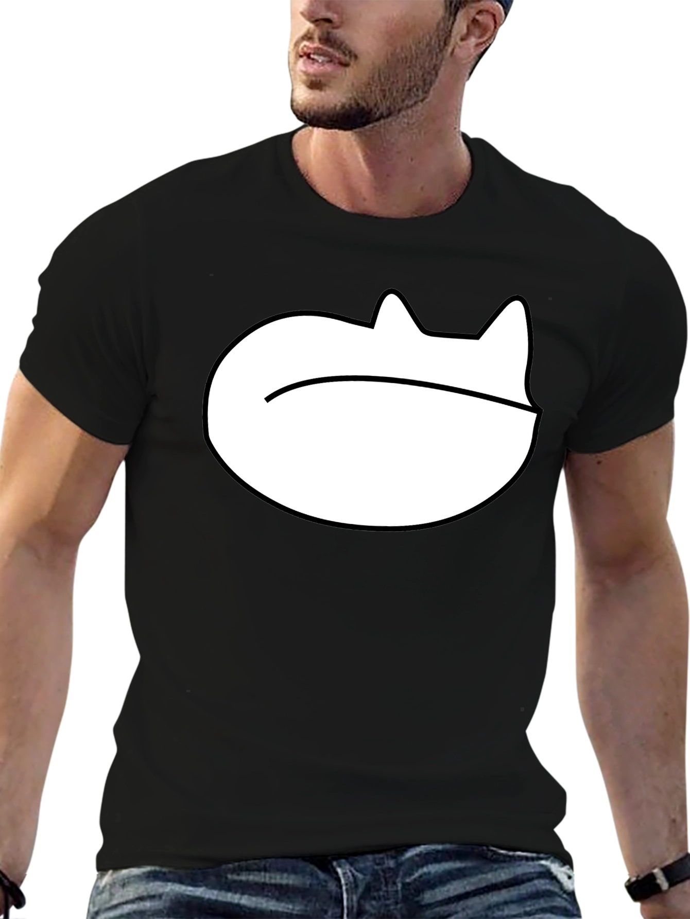 Minimalist Cat Graphic Tee - Black Unisex