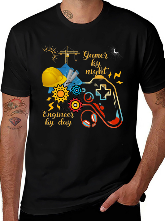 Gamer by Night Engineer by Day Graphic Tee