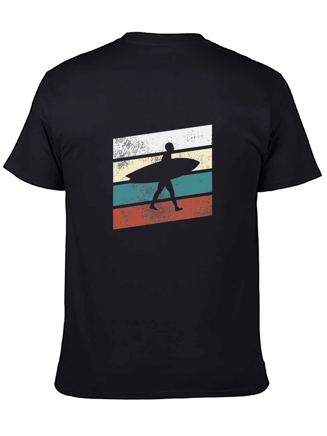 Retro Surfer Graphic Tee - Black Cotton T-Shirt