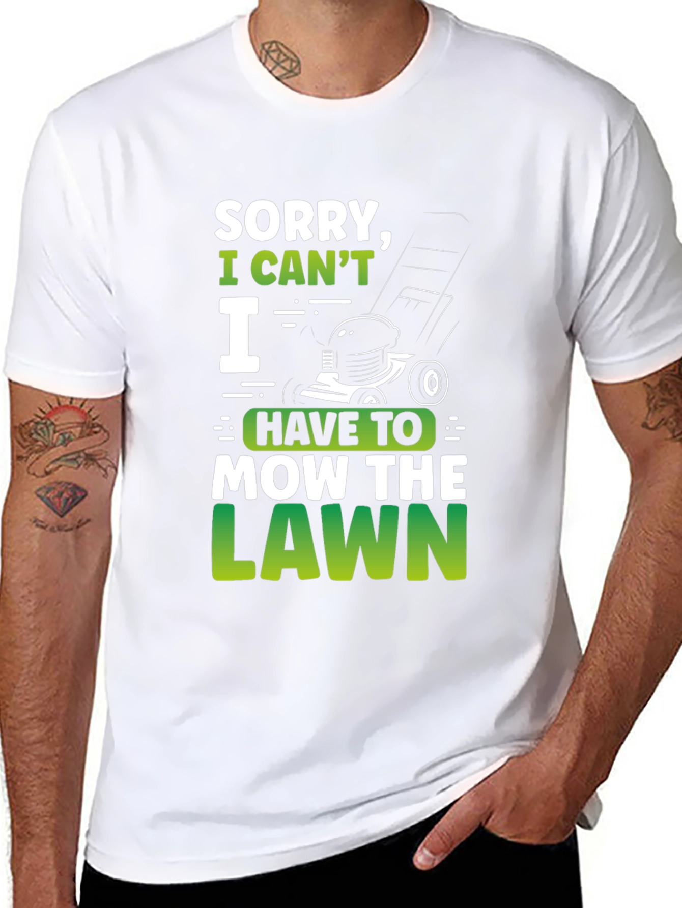 Funny Lawn Mowing T-Shirt: Sorry I Cant
