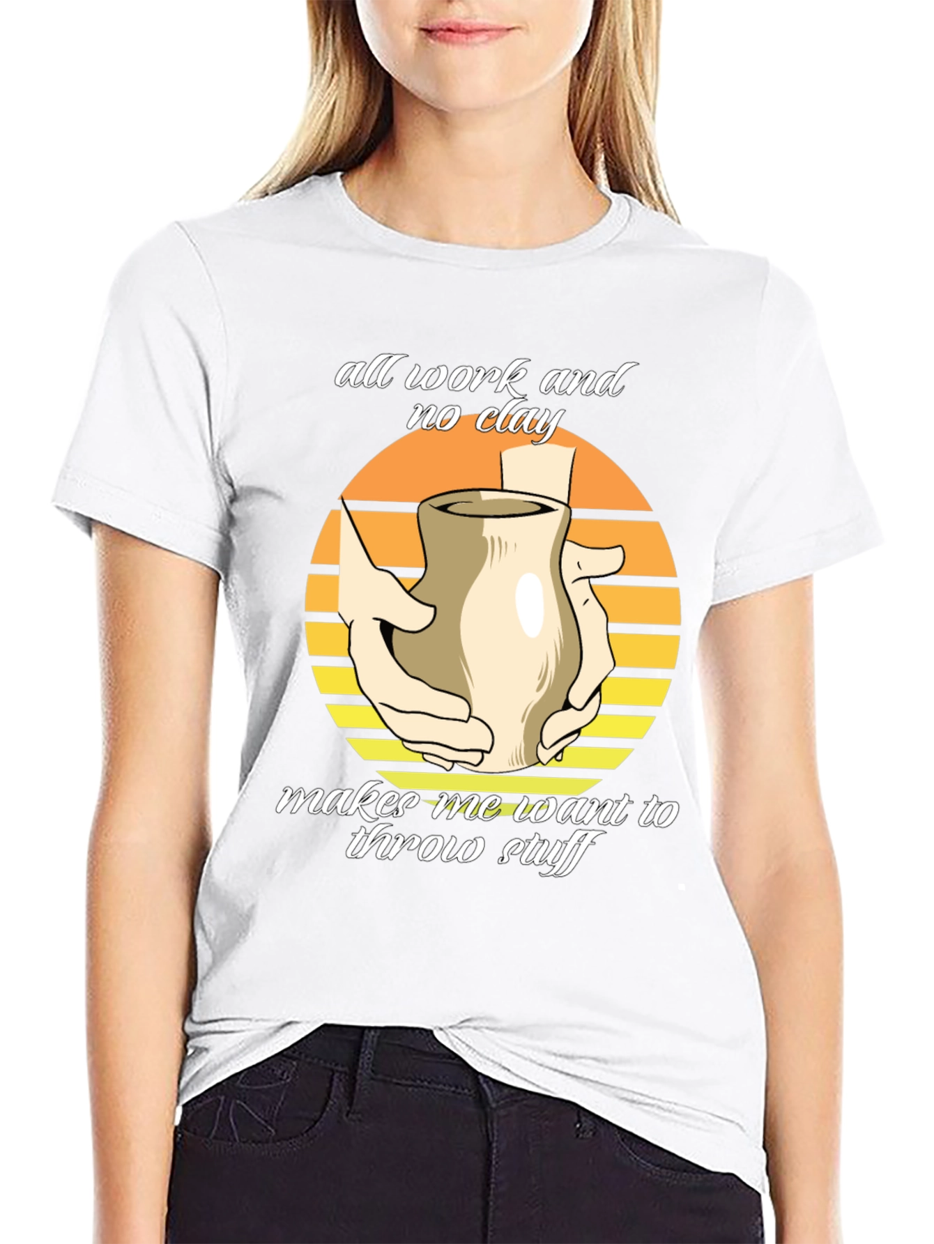 Pottery Throwing T-Shirt - All Work No Clay
