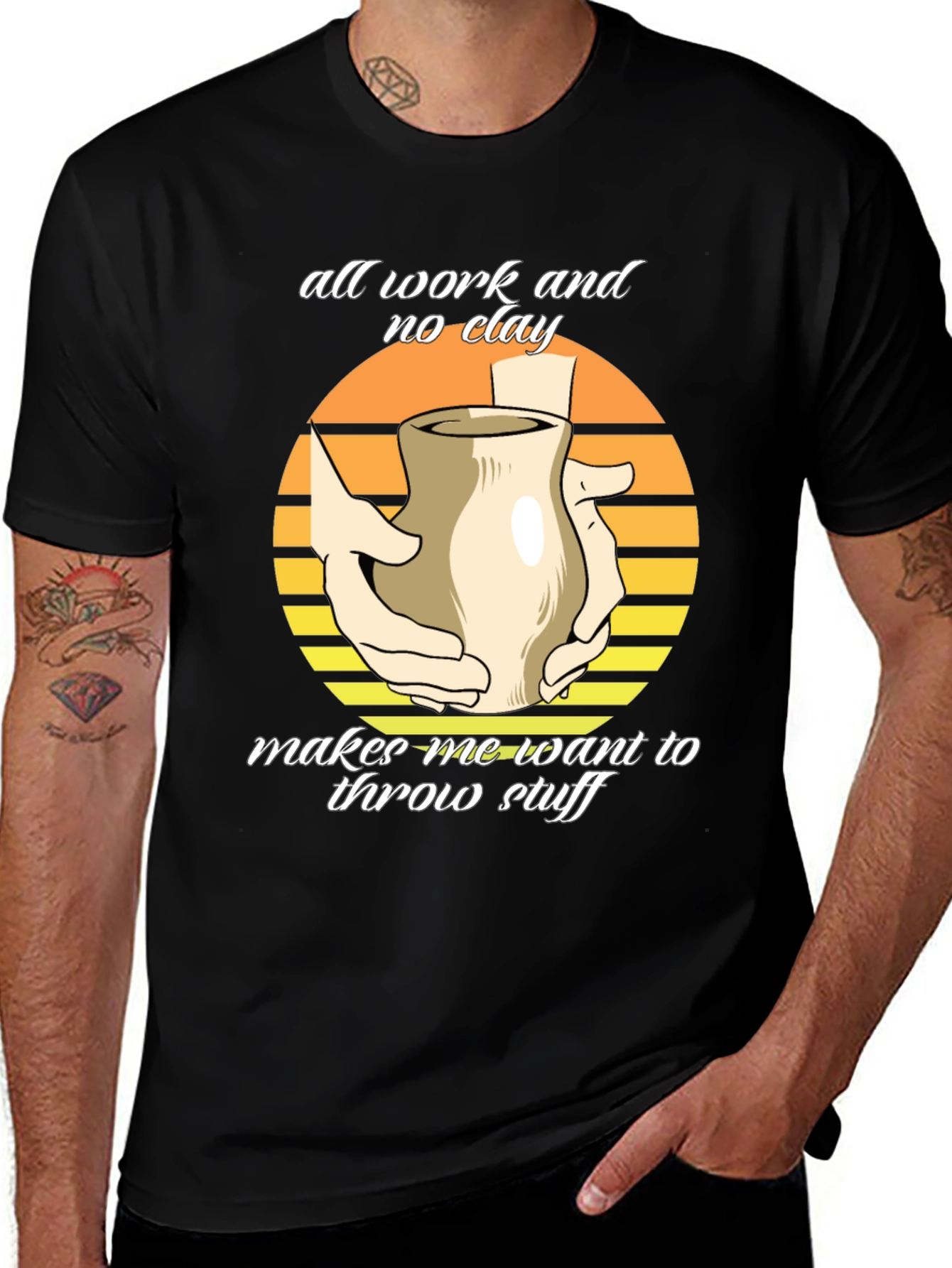 Pottery Throwing T-Shirt - All Work No Clay