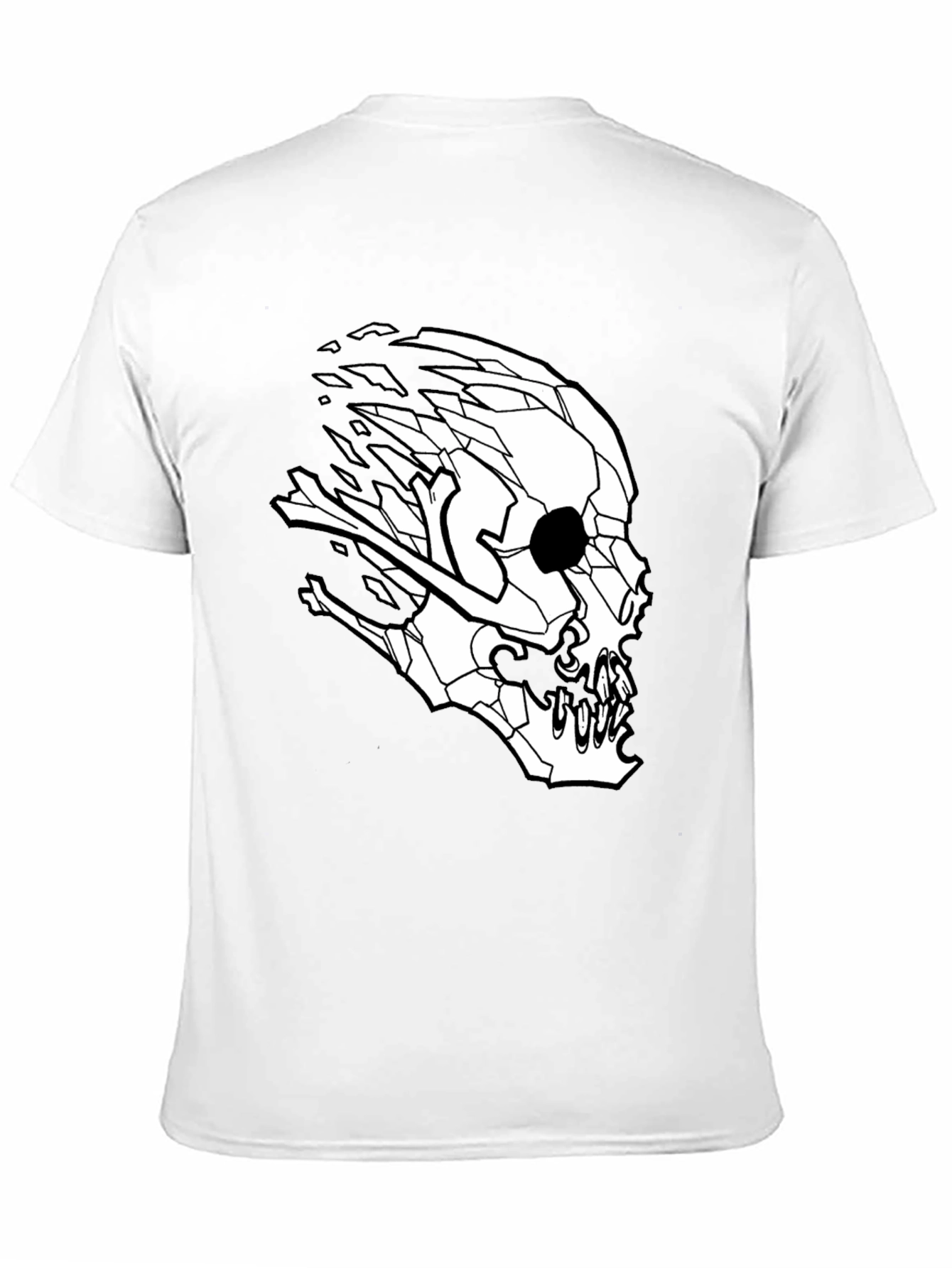 Mens Black T-Shirt with Geometric Skull Design