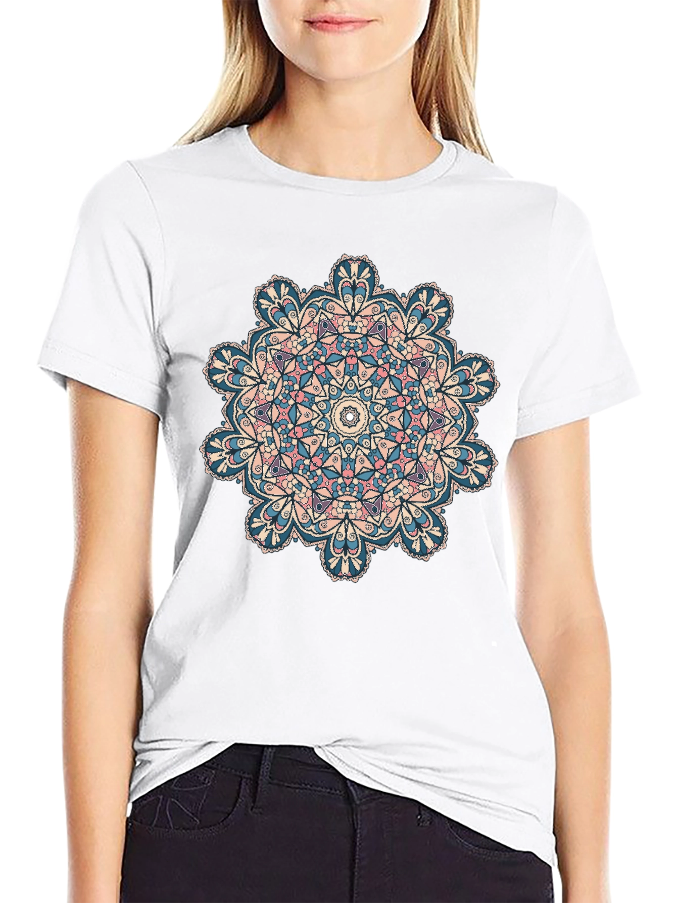 Mandala Print Crew Neck T-Shirt