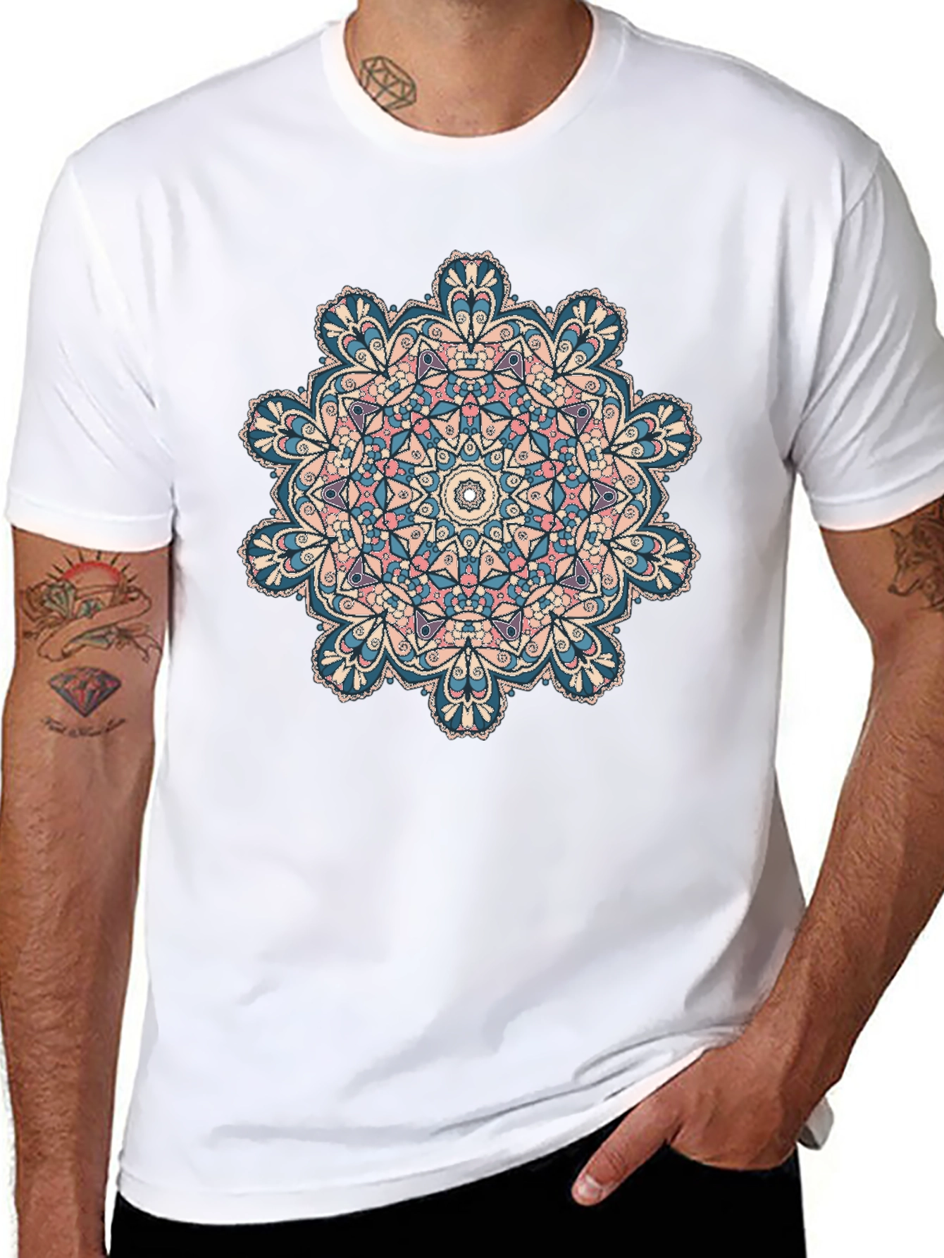 Mandala Print Crew Neck T-Shirt
