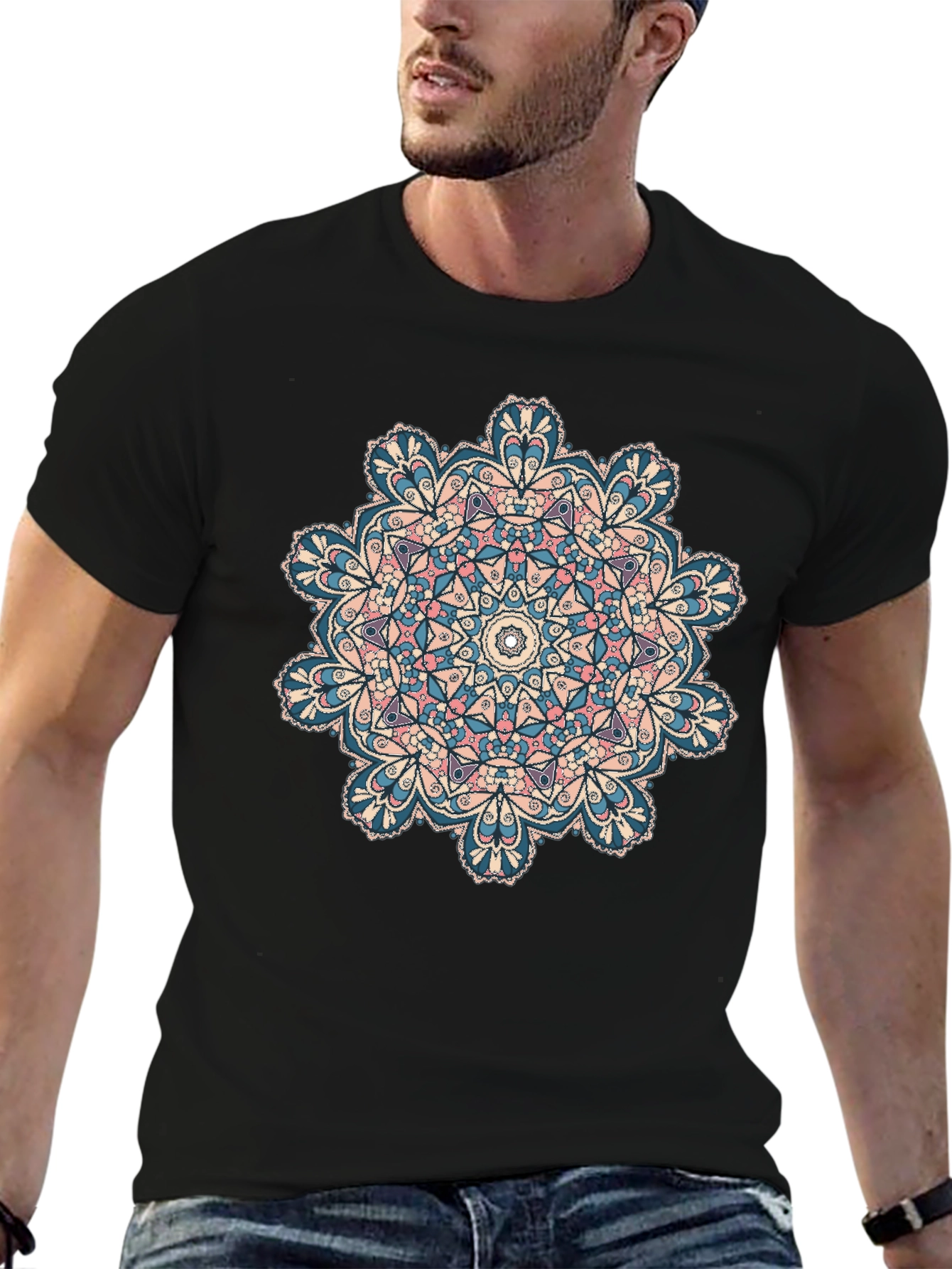 Mandala Print Crew Neck T-Shirt