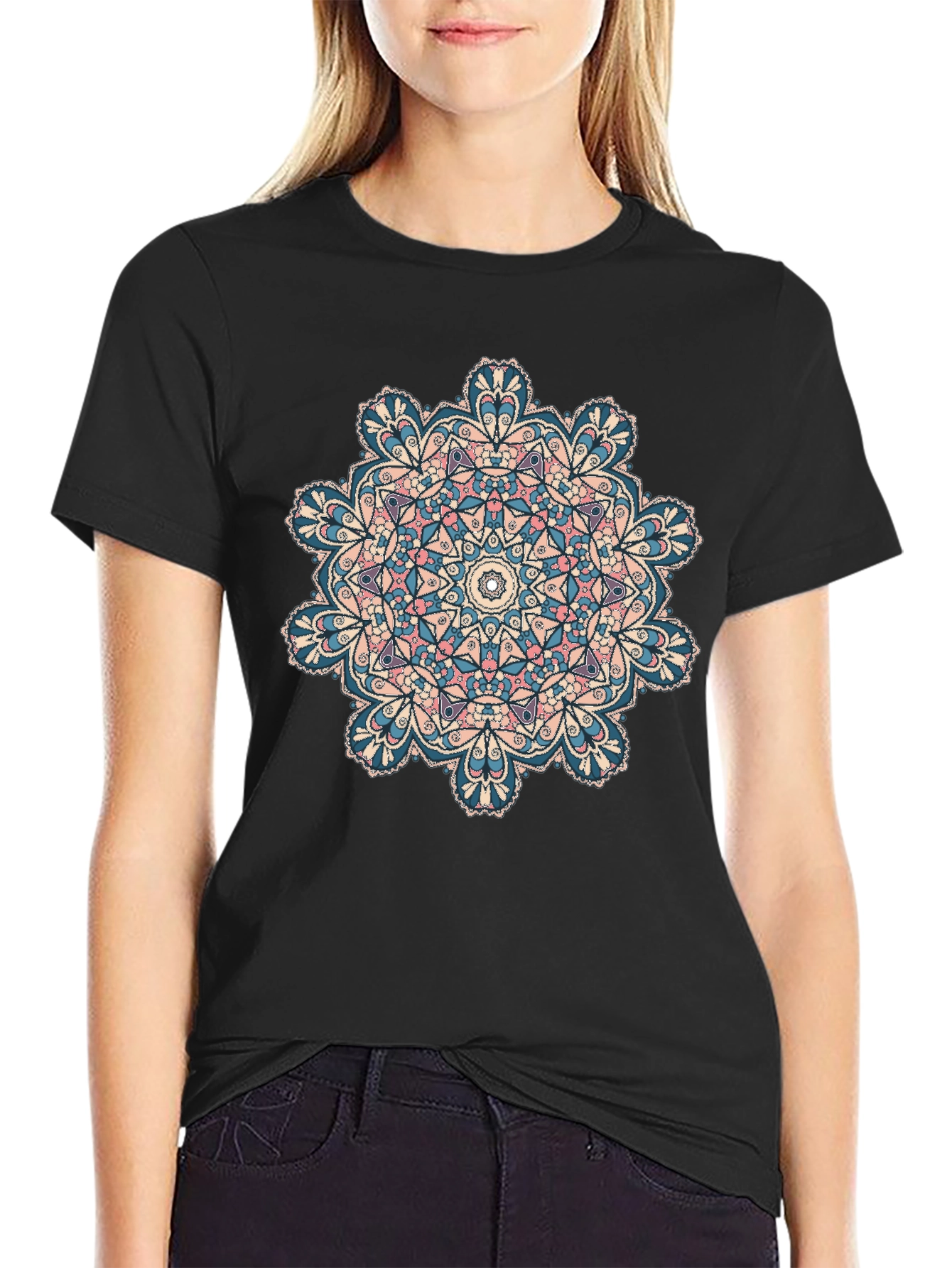 Mandala Print Crew Neck T-Shirt