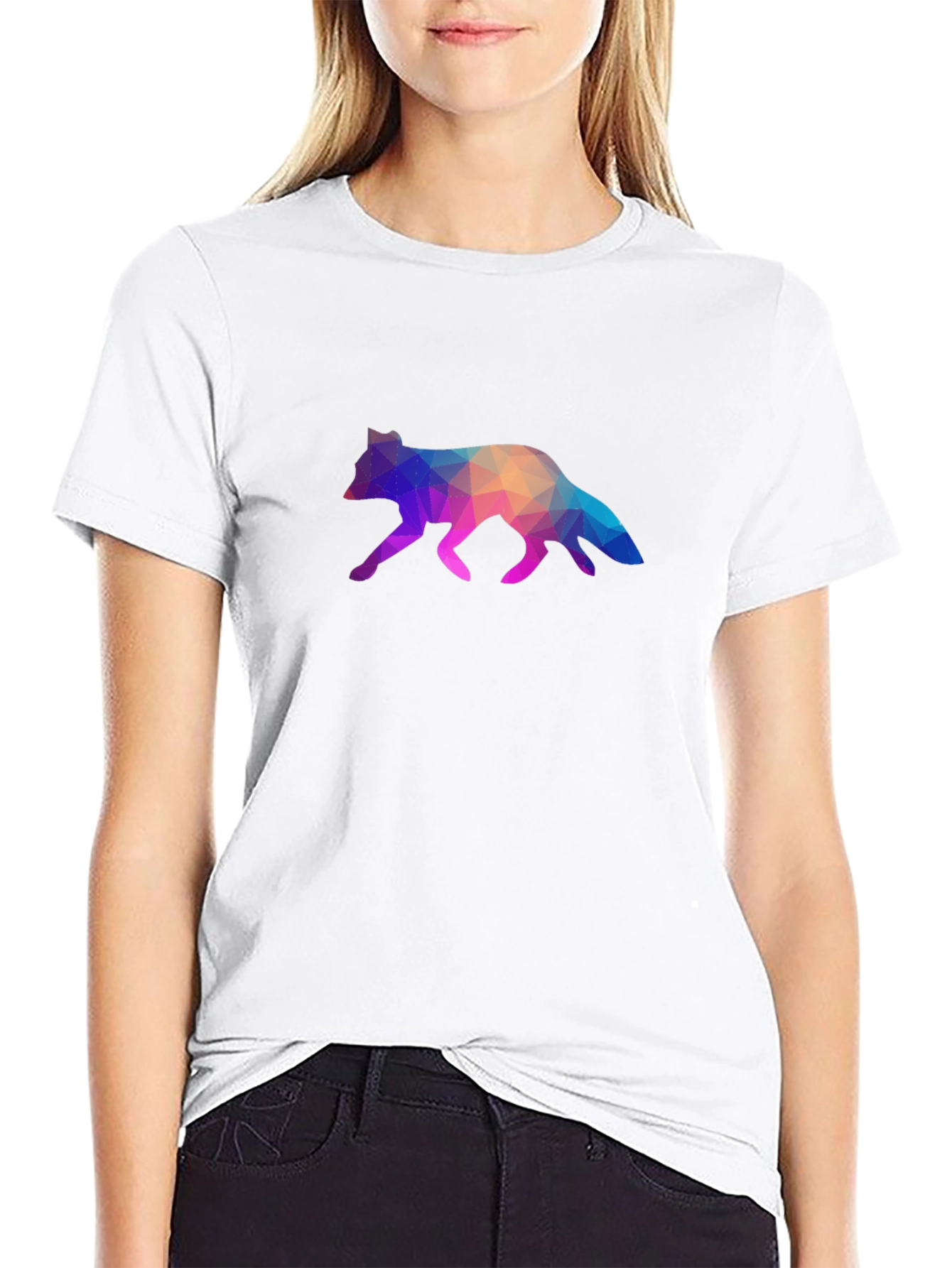 Geometric Fox Graphic Tee - Stylish Black T-Shirt